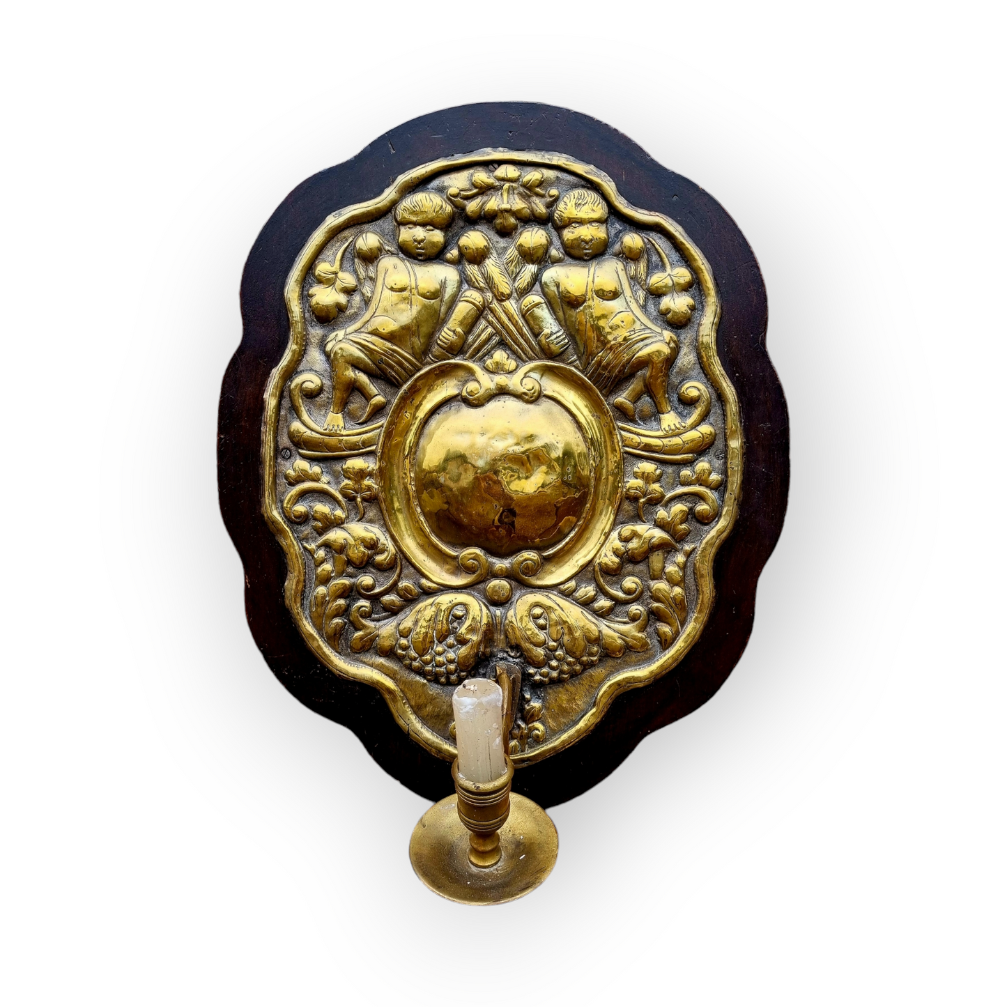 Early 18th Century Antique Brass Wall Reflector / Wall Sconce