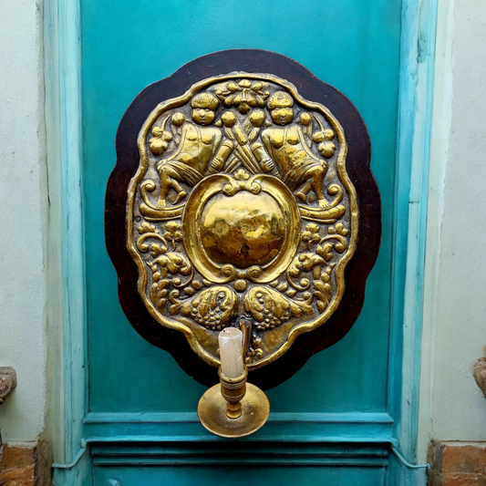 Early 18th Century Antique Brass Wall Reflector / Wall Sconce