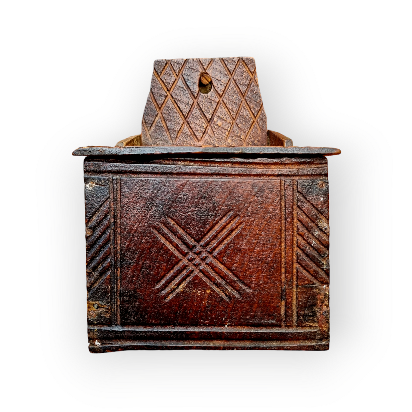 Late 18th Century Antique Treen Salt Box Of Small Proportions