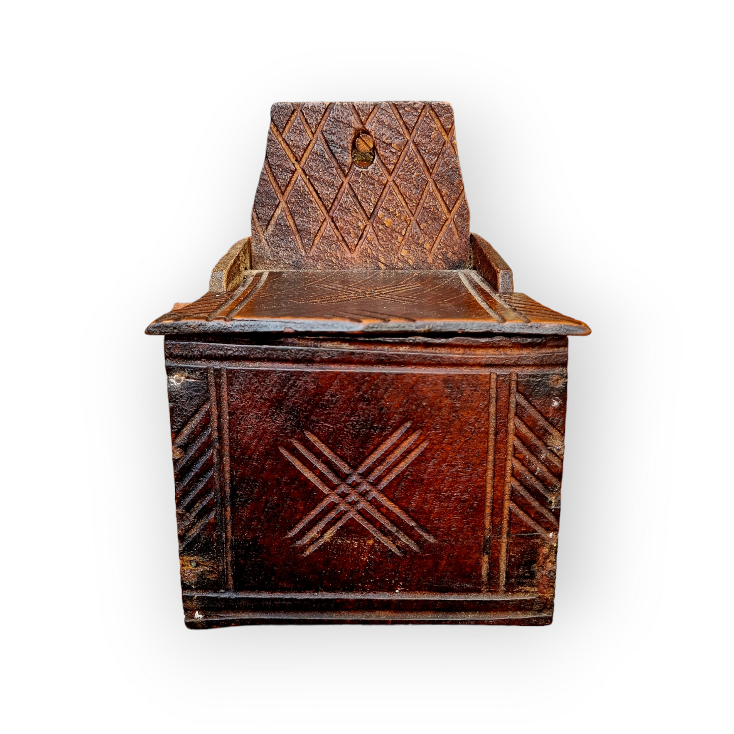 Late 18th Century Antique Treen Salt Box Of Small Proportions