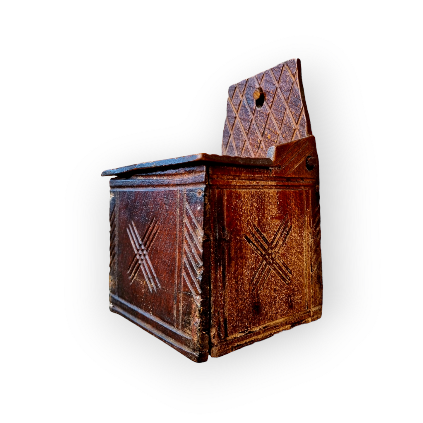 Late 18th Century Antique Treen Salt Box Of Small Proportions