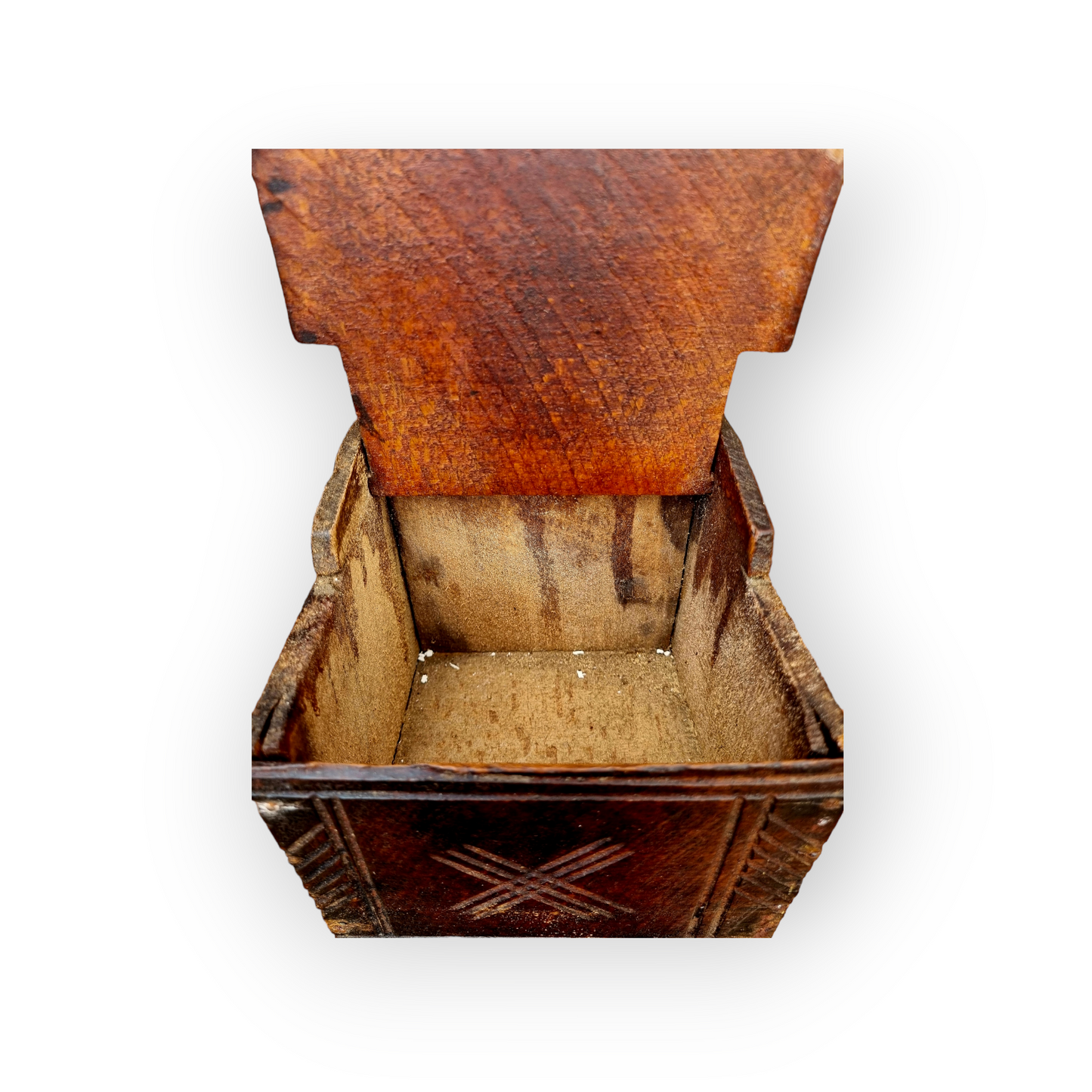 Late 18th Century Antique Treen Salt Box Of Small Proportions