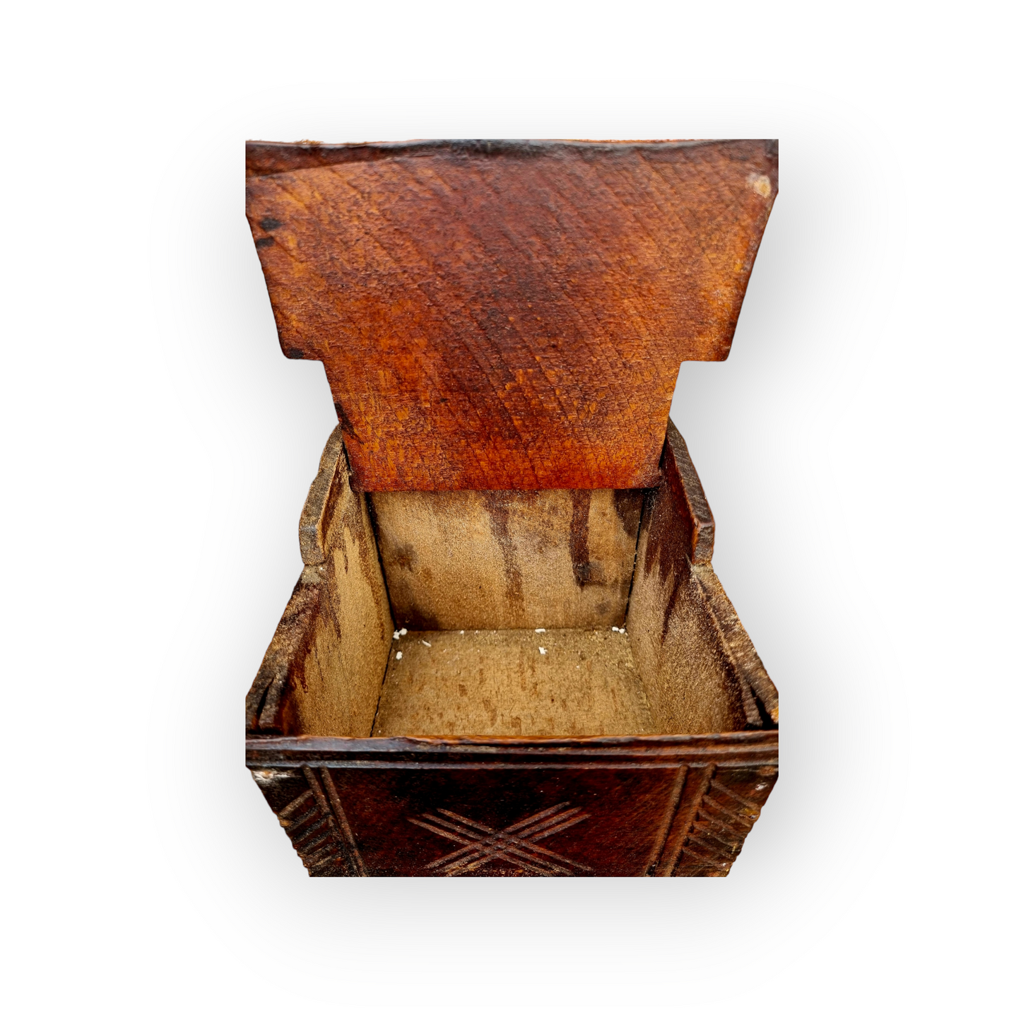 Late 18th Century Antique Treen Salt Box Of Small Proportions