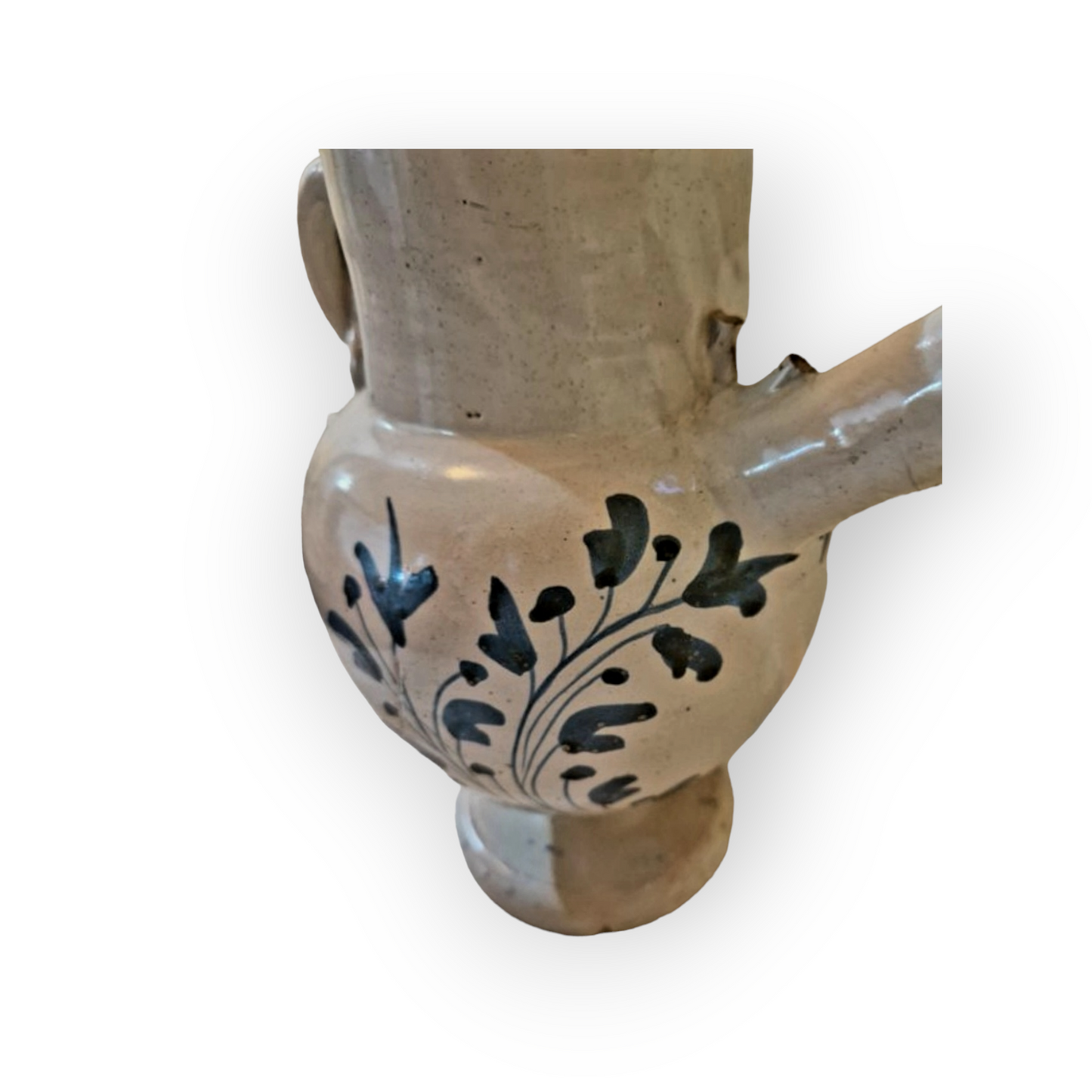 Early 18th Century Antique Faience / Tin-Glazed Earthenware Pharmacist's / Apothecary's Wet Drug Jar / Chevrette De Pharmacie