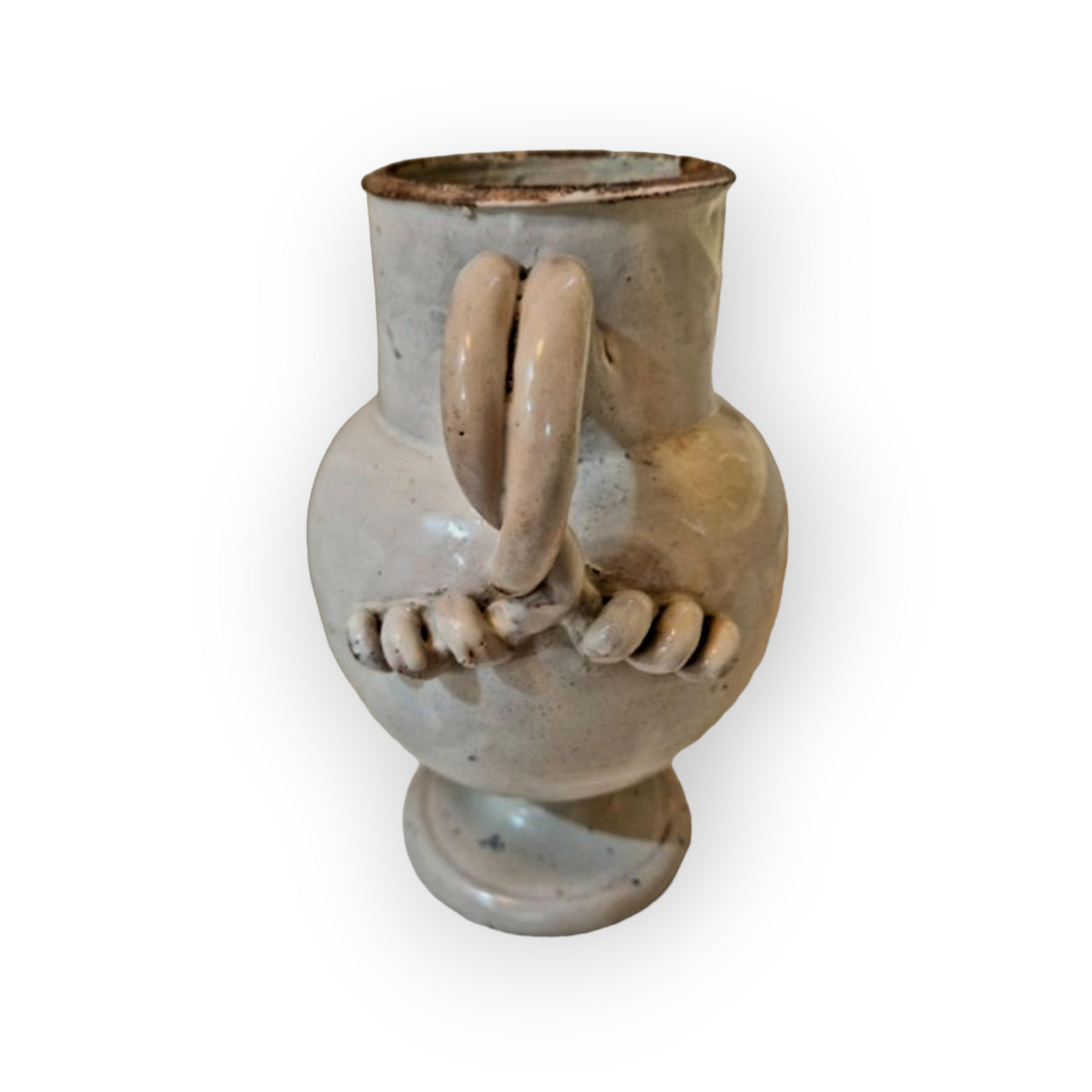 Early 18th Century Antique Faience / Tin-Glazed Earthenware Pharmacist's / Apothecary's Wet Drug Jar / Chevrette De Pharmacie