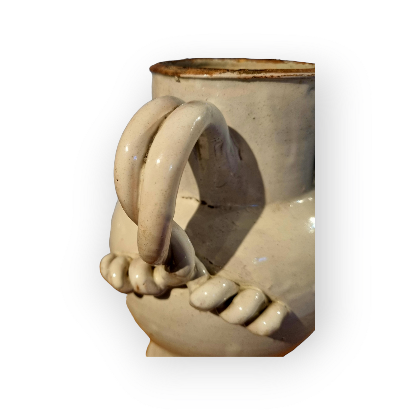 Early 18th Century Antique Faience / Tin-Glazed Earthenware Pharmacist's / Apothecary's Wet Drug Jar / Chevrette De Pharmacie