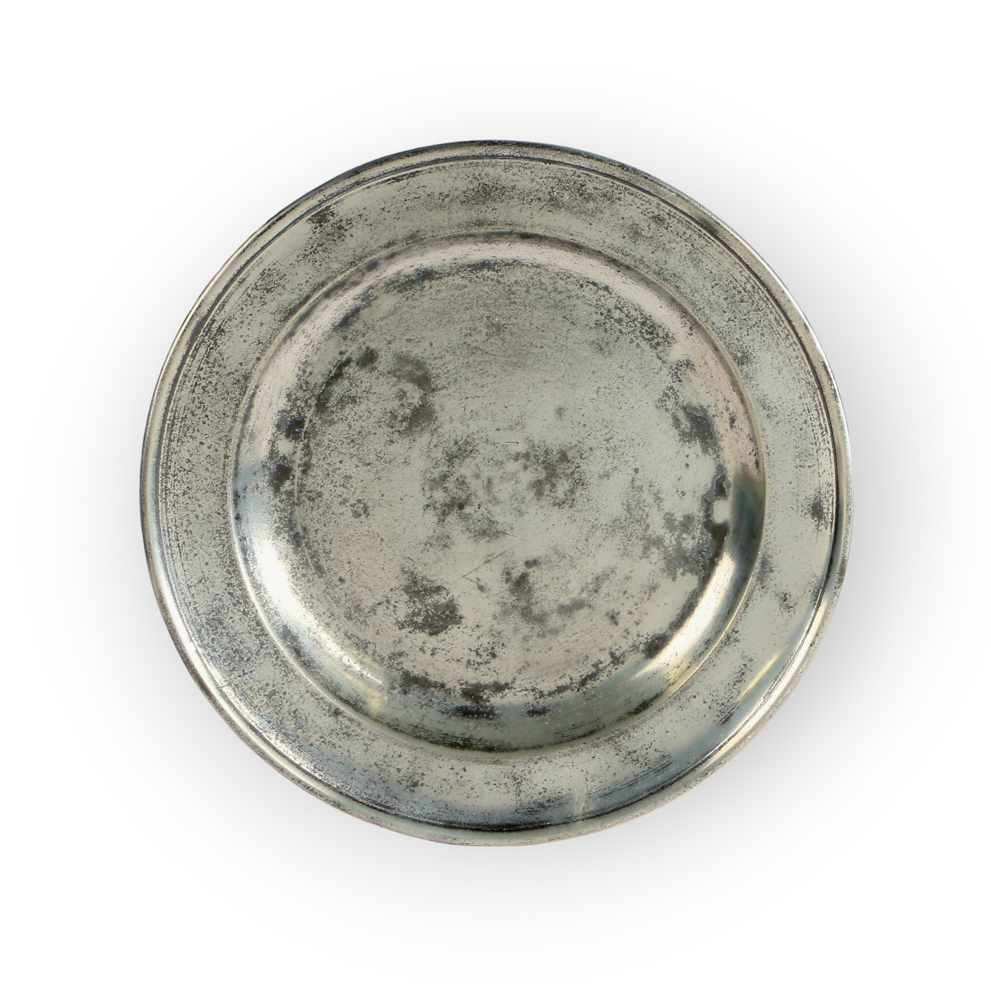 18thC George II Period English Antique Pewter Single Reeded-Rim Charger, Dated 1738 - Bearing The Touchmarks of Samuel Smith, London (fl.1727-1761)