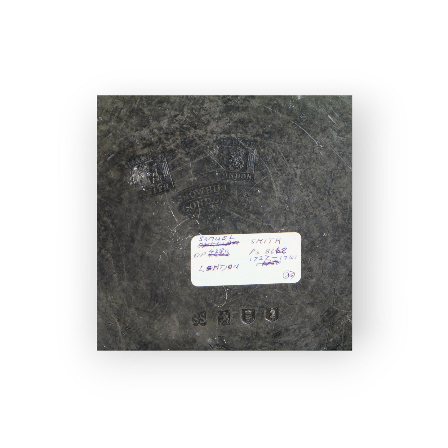 18thC George II Period English Antique Pewter Single Reeded-Rim Charger, Dated 1738 - Bearing The Touchmarks of Samuel Smith, London (fl.1727-1761)