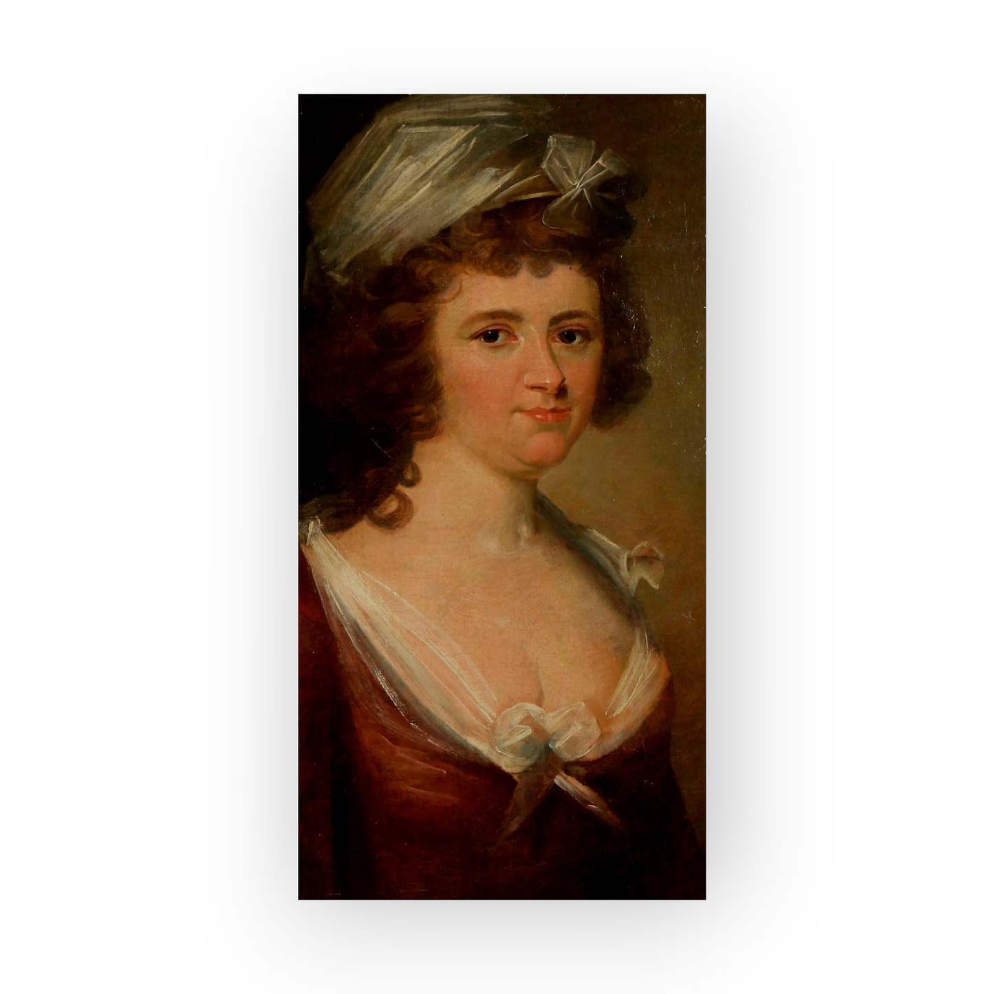 18th-Century English School Antique Oil On Canvas Portrait Painting Of A Lady