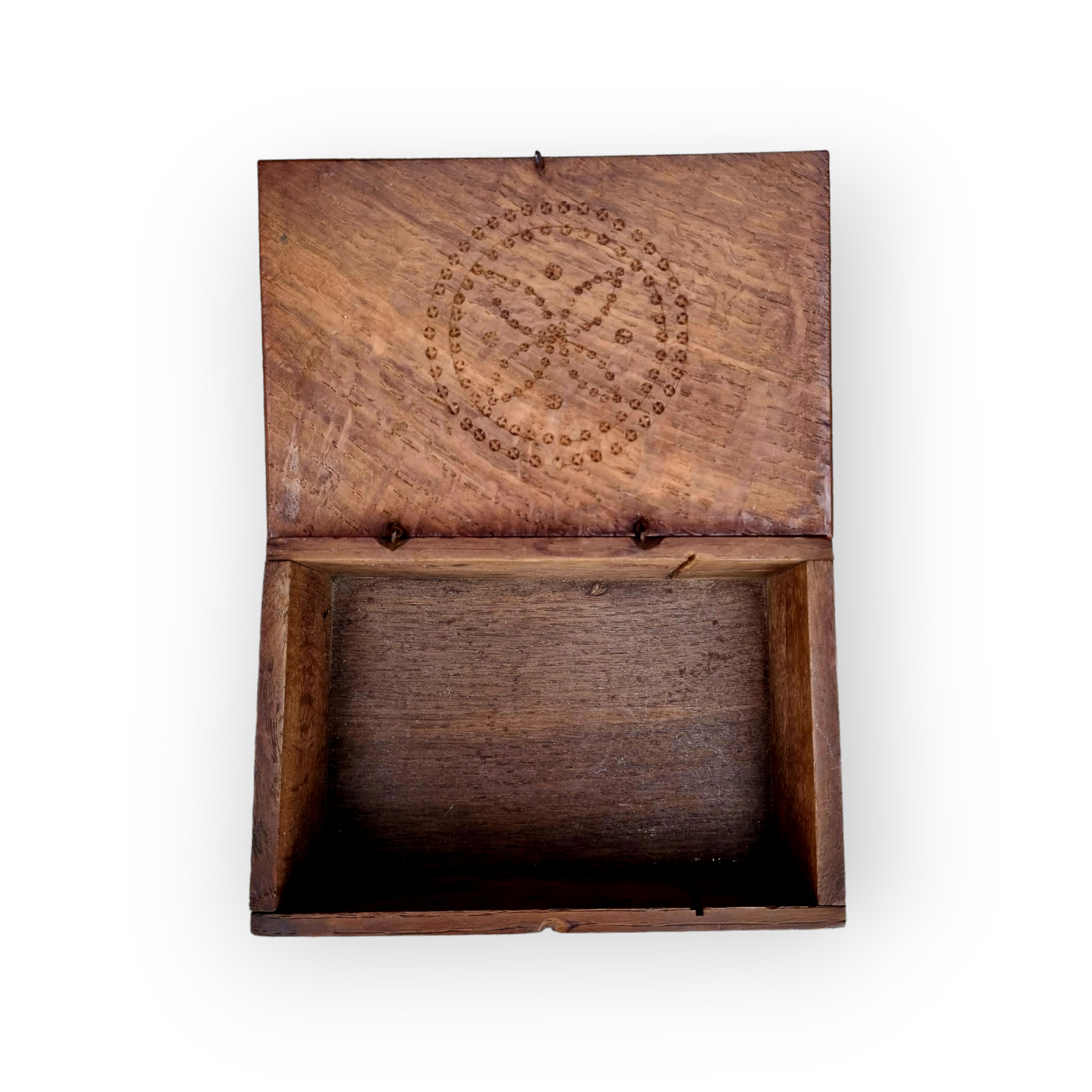 A Diminutive Early 19th-Century English/Dutch Antique Treen Box With Punchwork Decoration, Dated "1819"