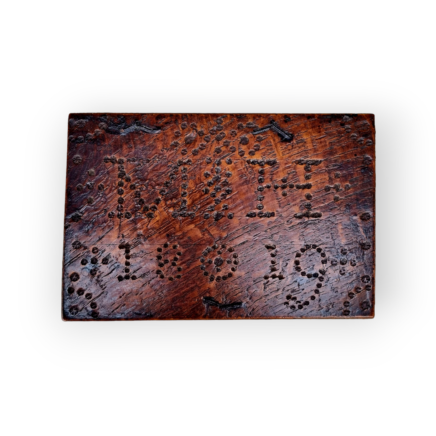 A Diminutive Early 19th-Century English/Dutch Antique Treen Box With Punchwork Decoration, Dated "1819"