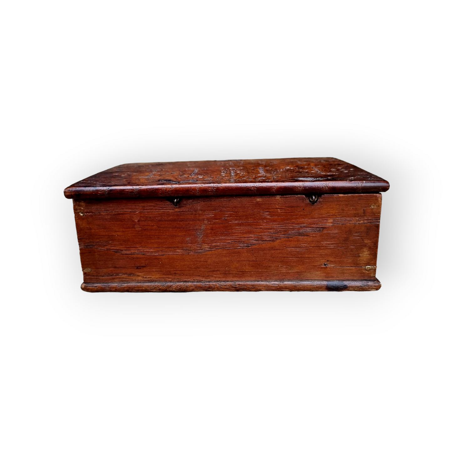A Diminutive Early 19th-Century English/Dutch Antique Treen Box With Punchwork Decoration, Dated "1819"