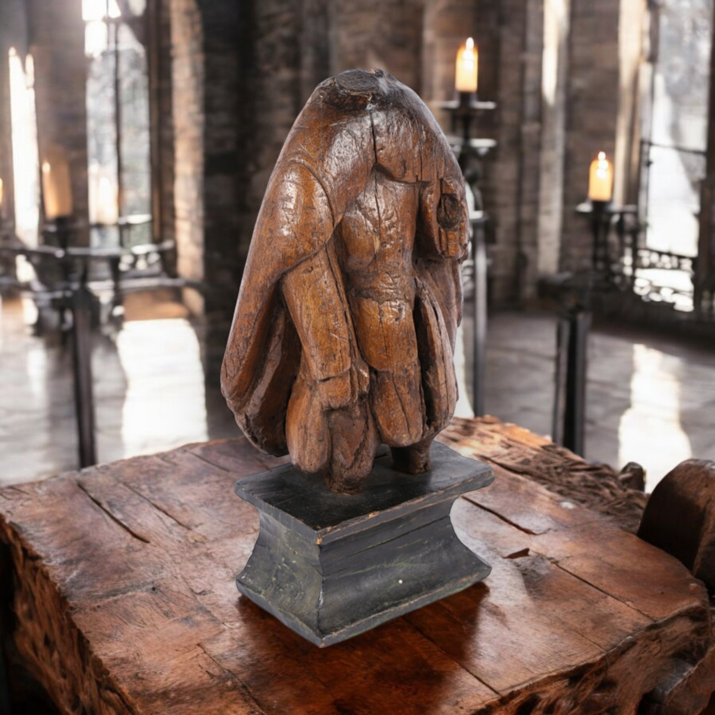 Late 15th-Century Antique Carved Limewood Sculptural Fragment, Representing Saint Roch