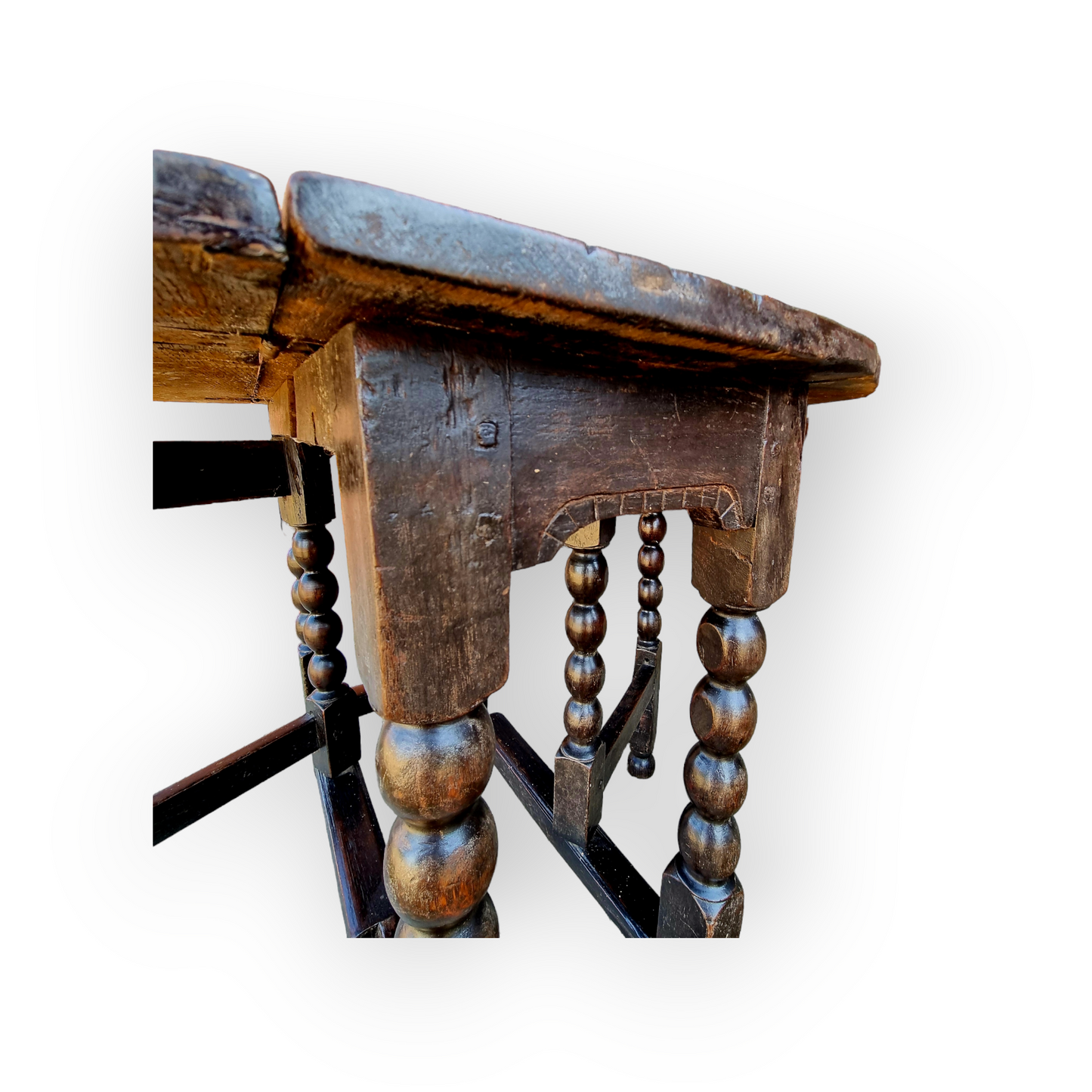 Diminutive-Sized Mid-17th Century English Antique Oak Joined Gateleg Table, circa 1650