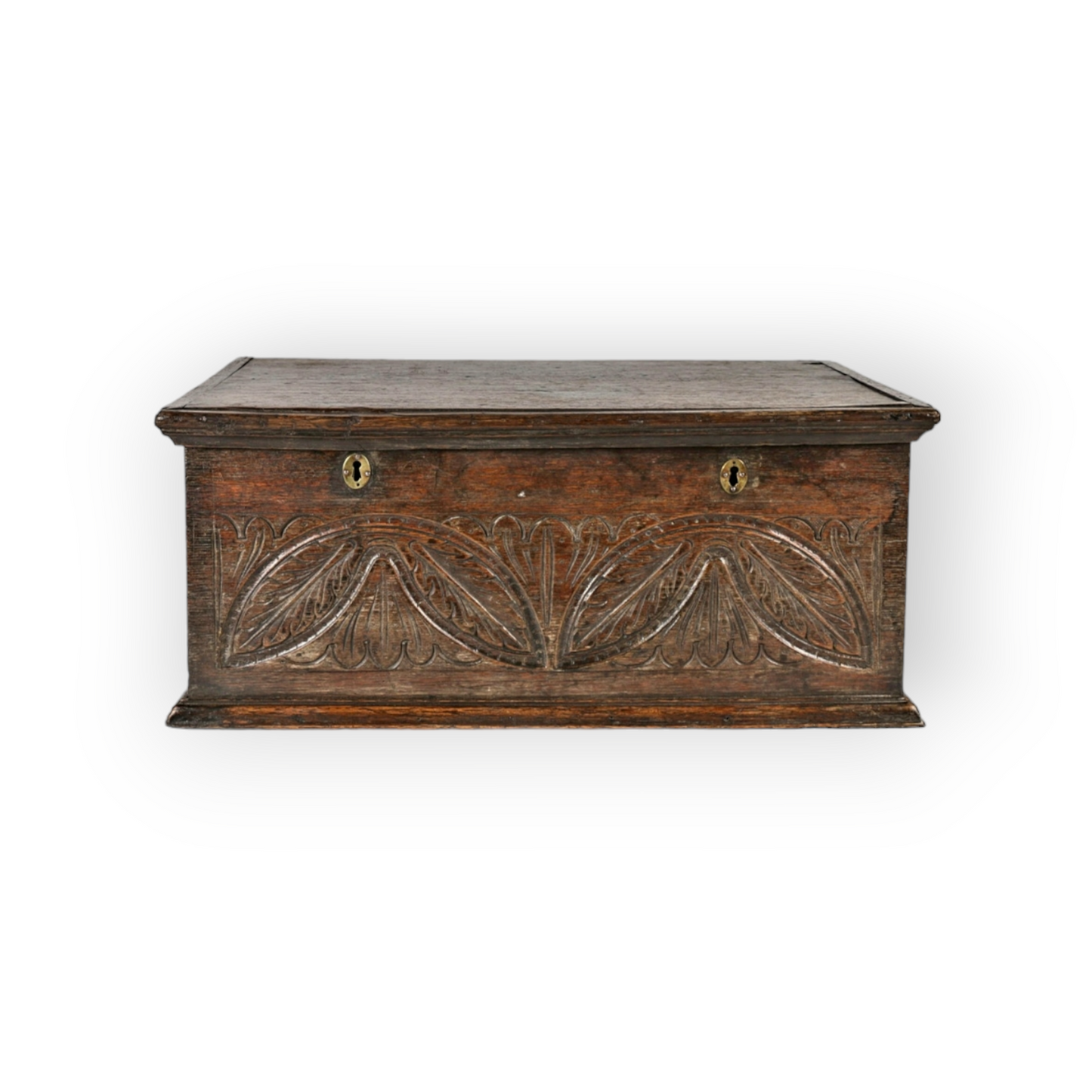 17th-Century English Antique Oak Bible Box / Boarded Box
