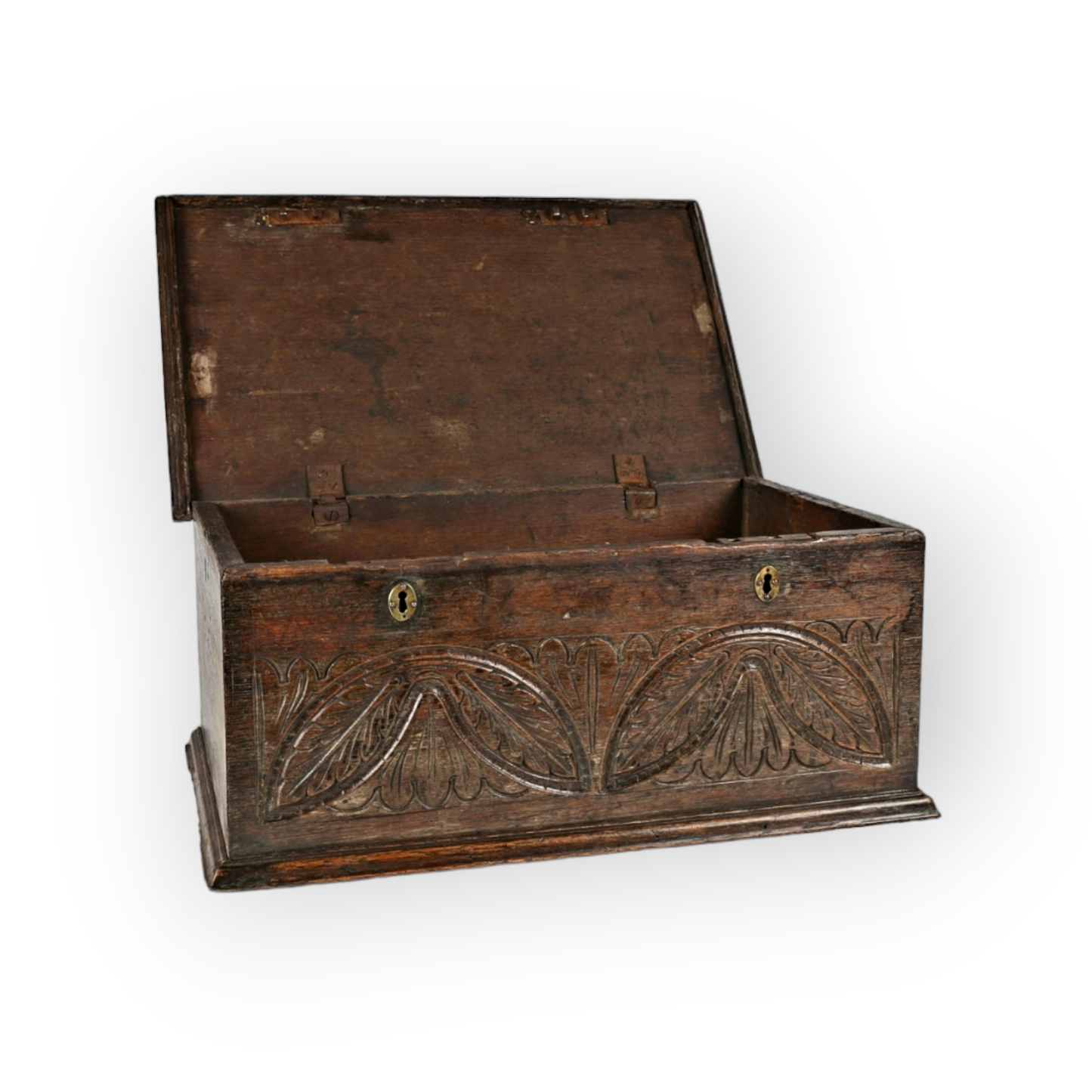17th-Century English Antique Oak Bible Box / Boarded Box