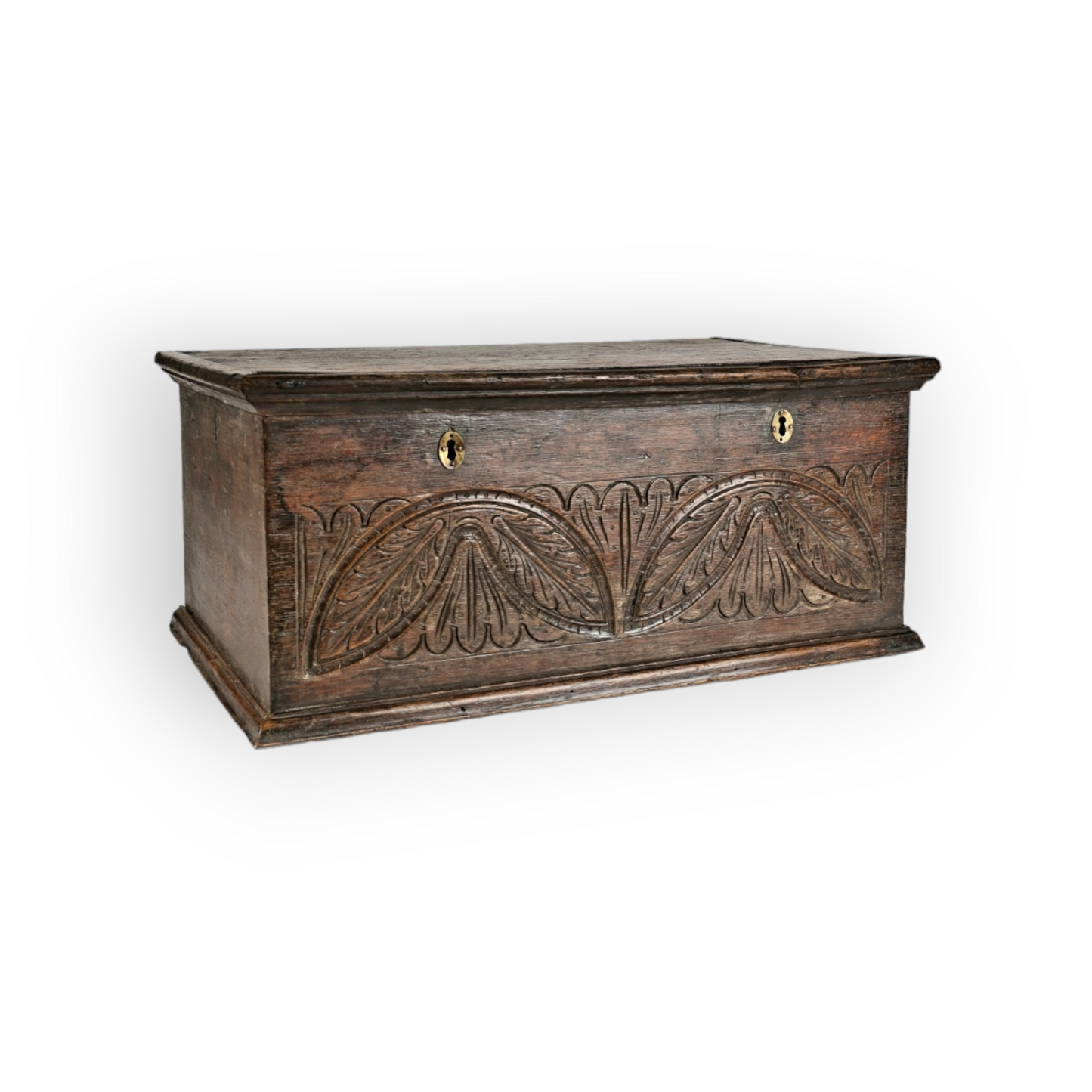 17th-Century English Antique Oak Bible Box / Boarded Box