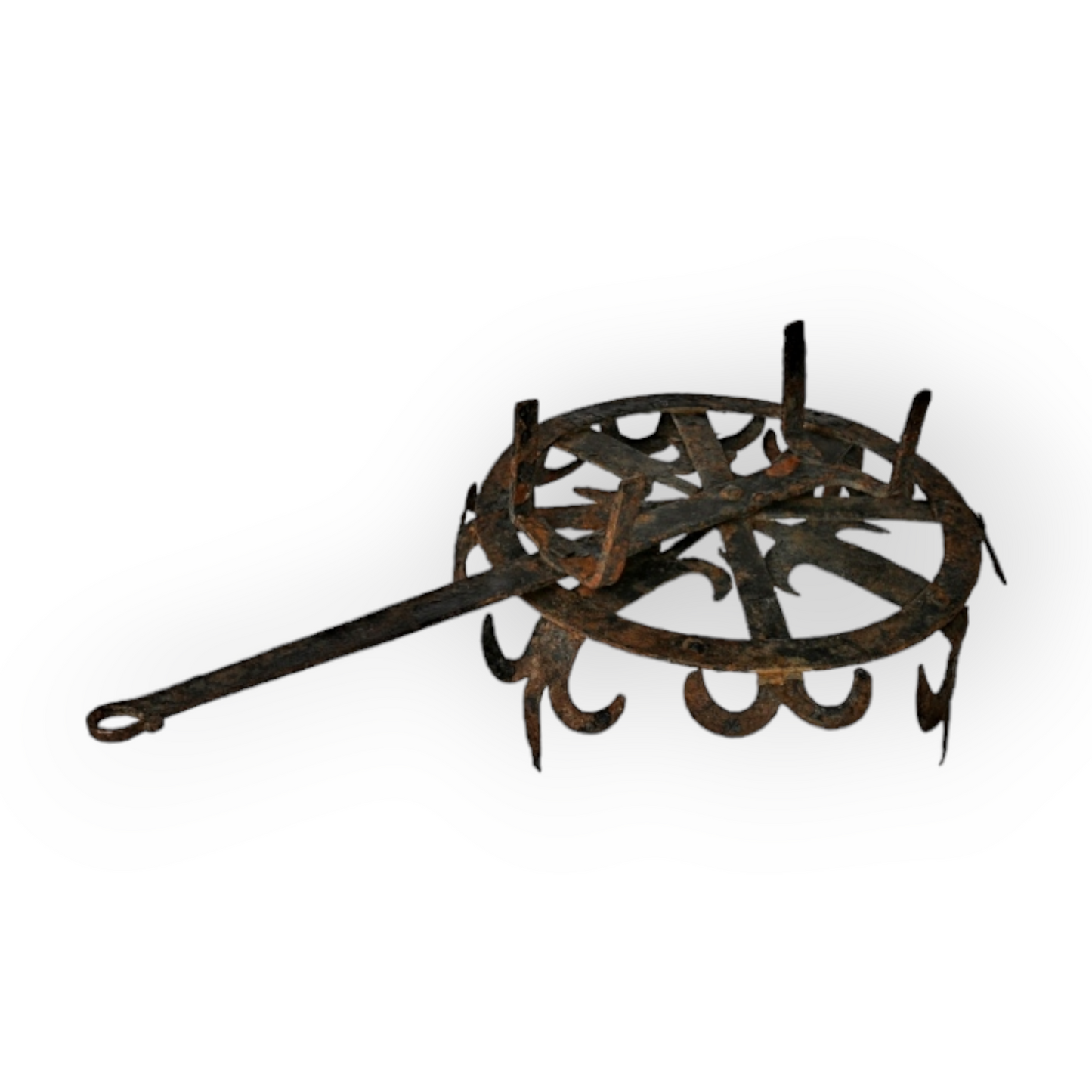 18th Century Blacksmith-Made Antique Iron "Down Hearth" Rotating Gridiron