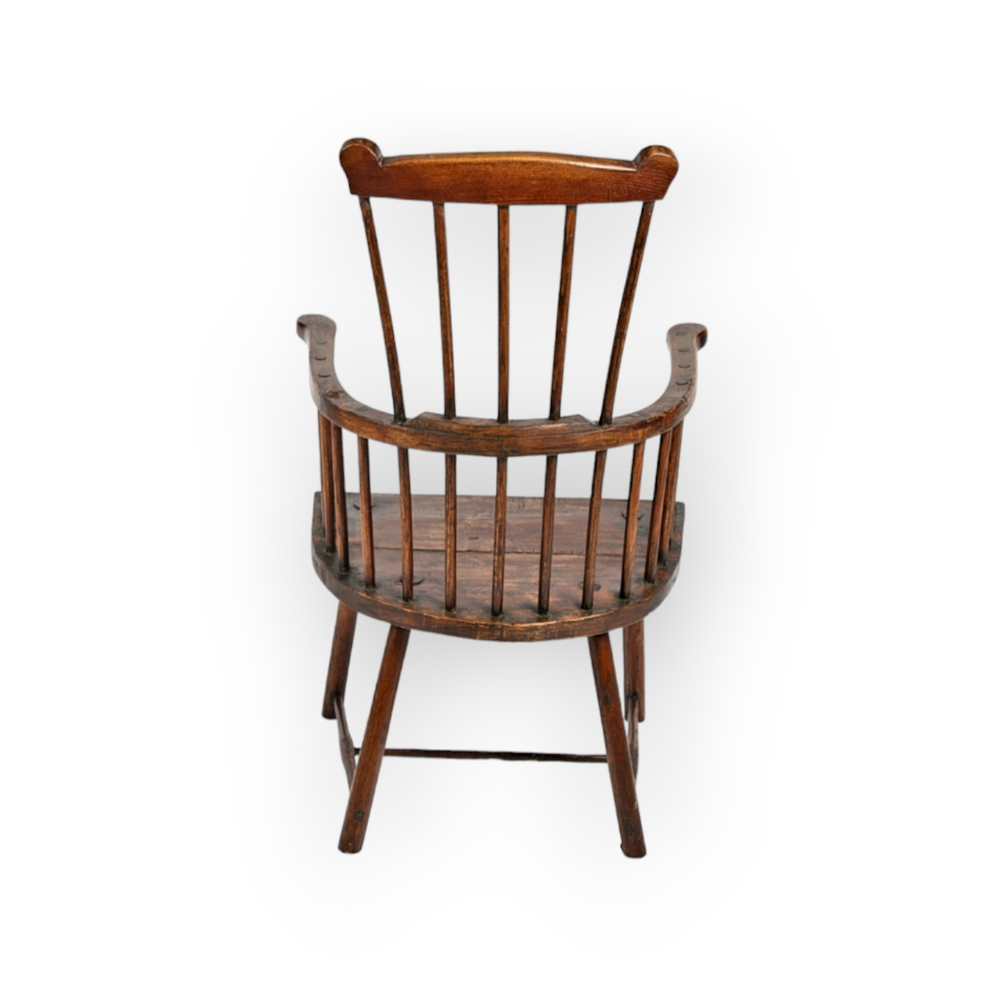 Late 18th-Century Primitive English Ash & Elm Antique Comb-back Windsor Armchair