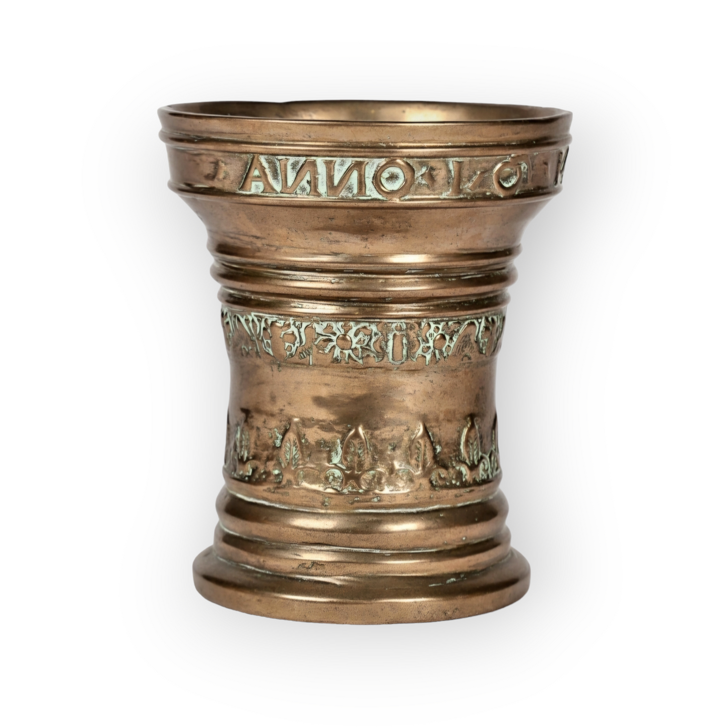 Early 17th-Century, James I Period, English Antique Bronze Mortar Dated "1614"