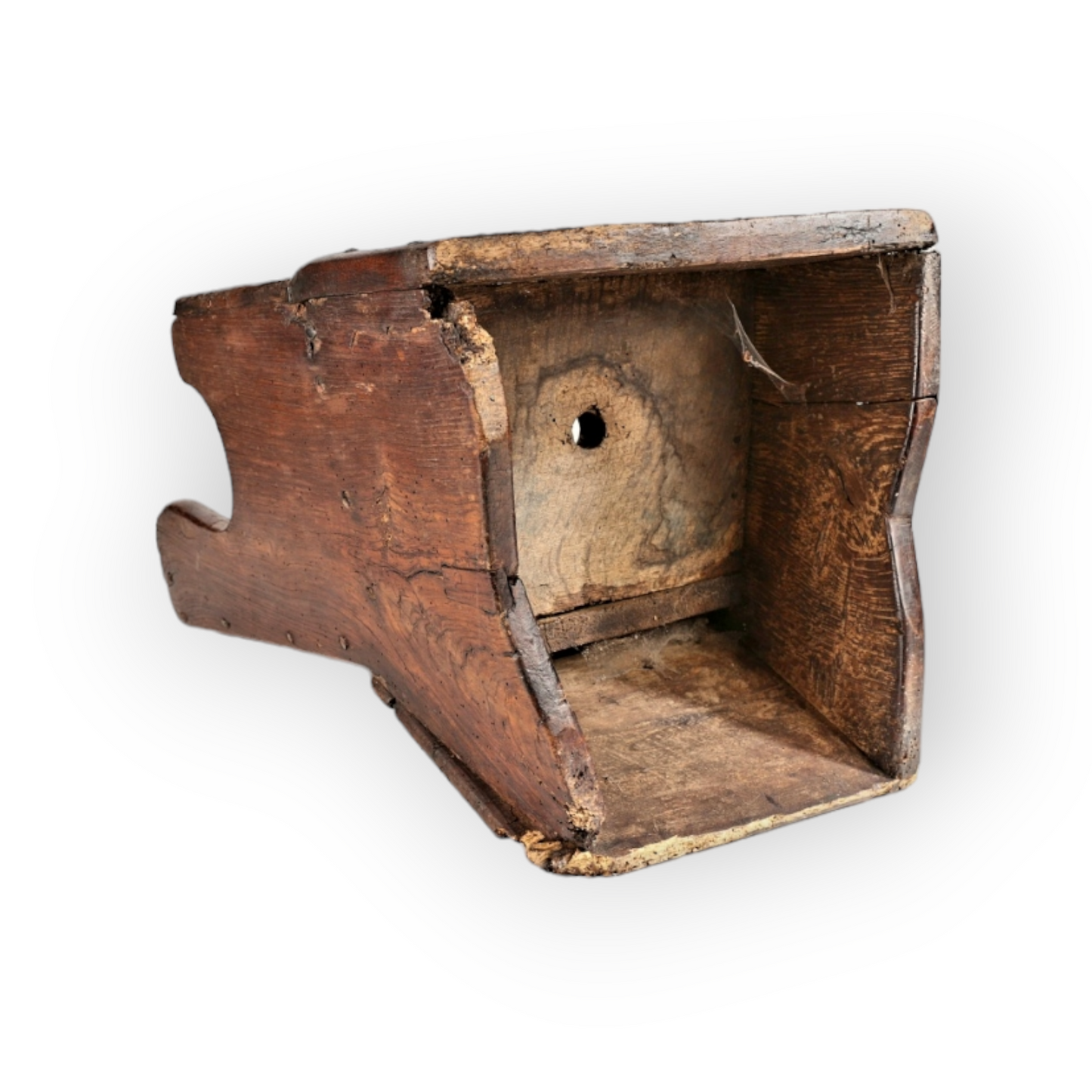 A Primitive 18th Century English Antique Oak Child's Lambing Chair Of Small Proportions