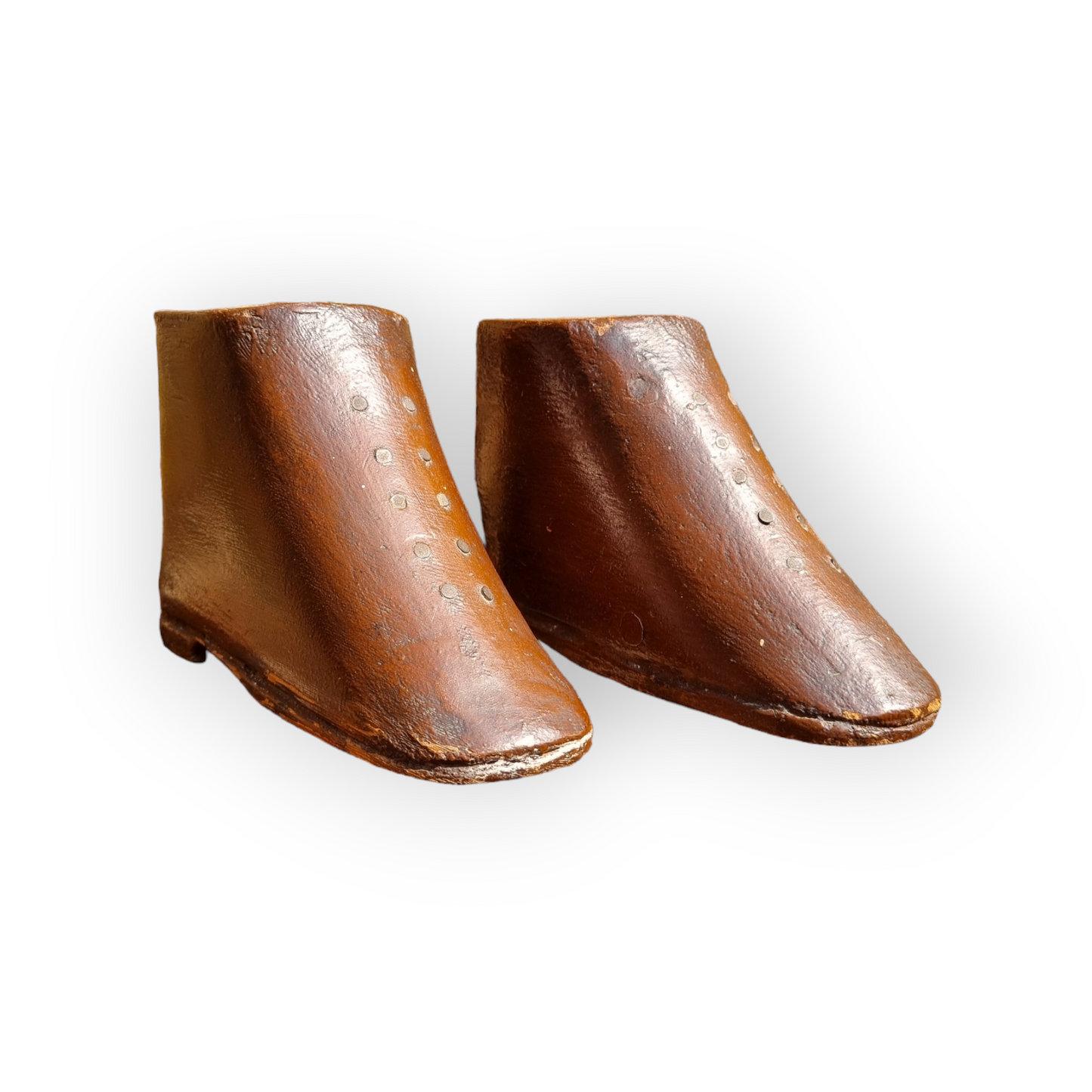 Antique Folk Art - A Primitive Mid 19th-Century English Antique Treen Love Token In The Form of Children's Boots