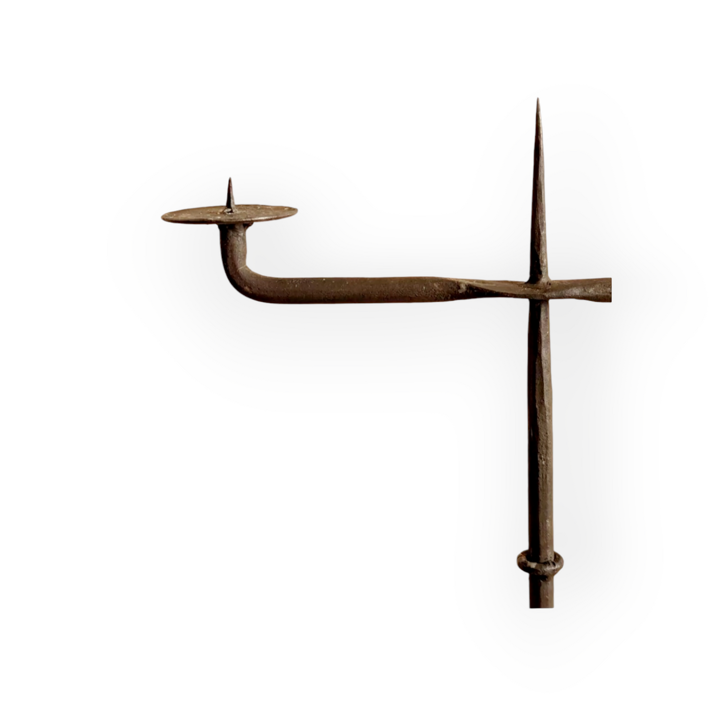 Early 19th-Century Antique Iron Two-Branch Candelabrum / Pricket Candlestick