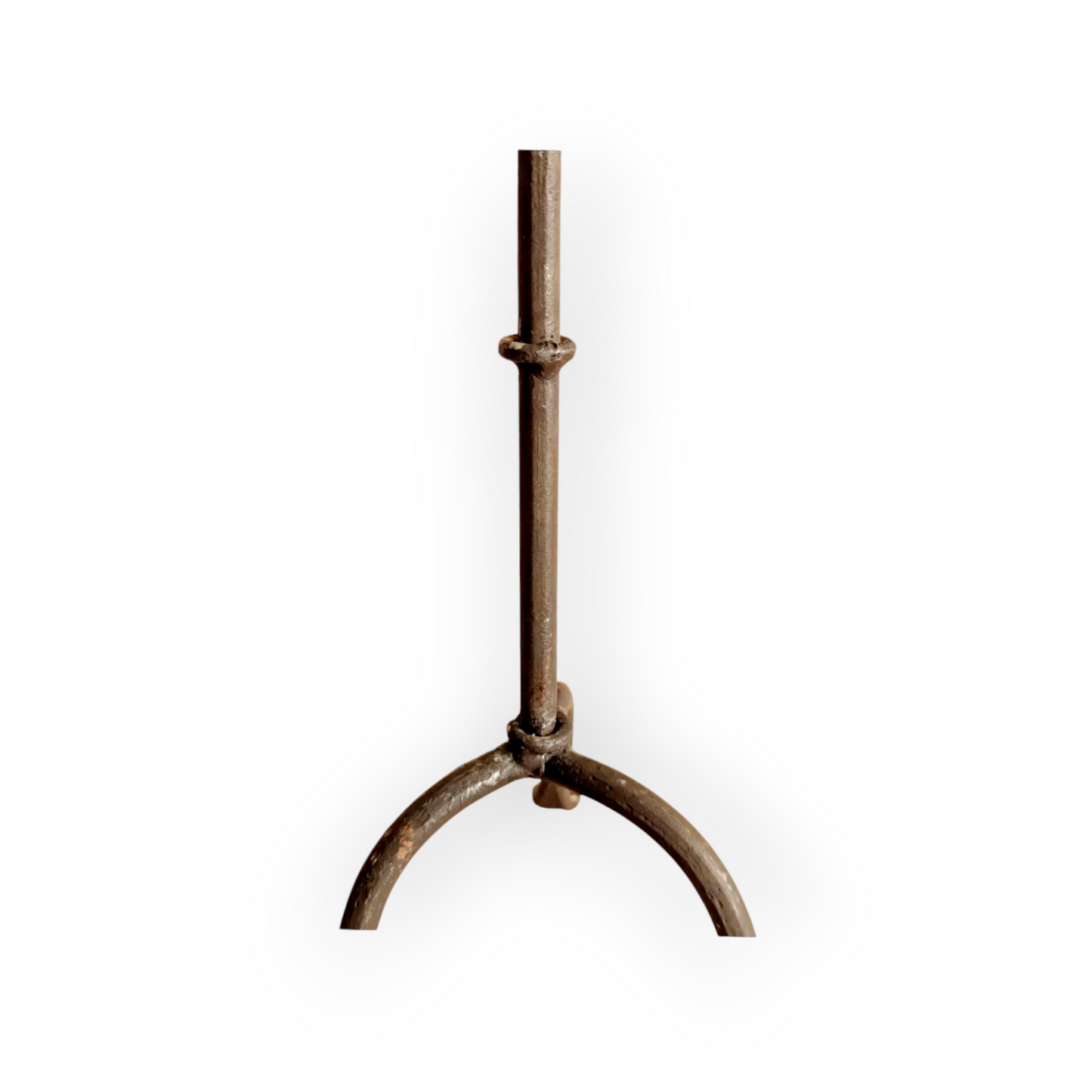Early 19th-Century Antique Iron Two-Branch Candelabrum / Pricket Candlestick