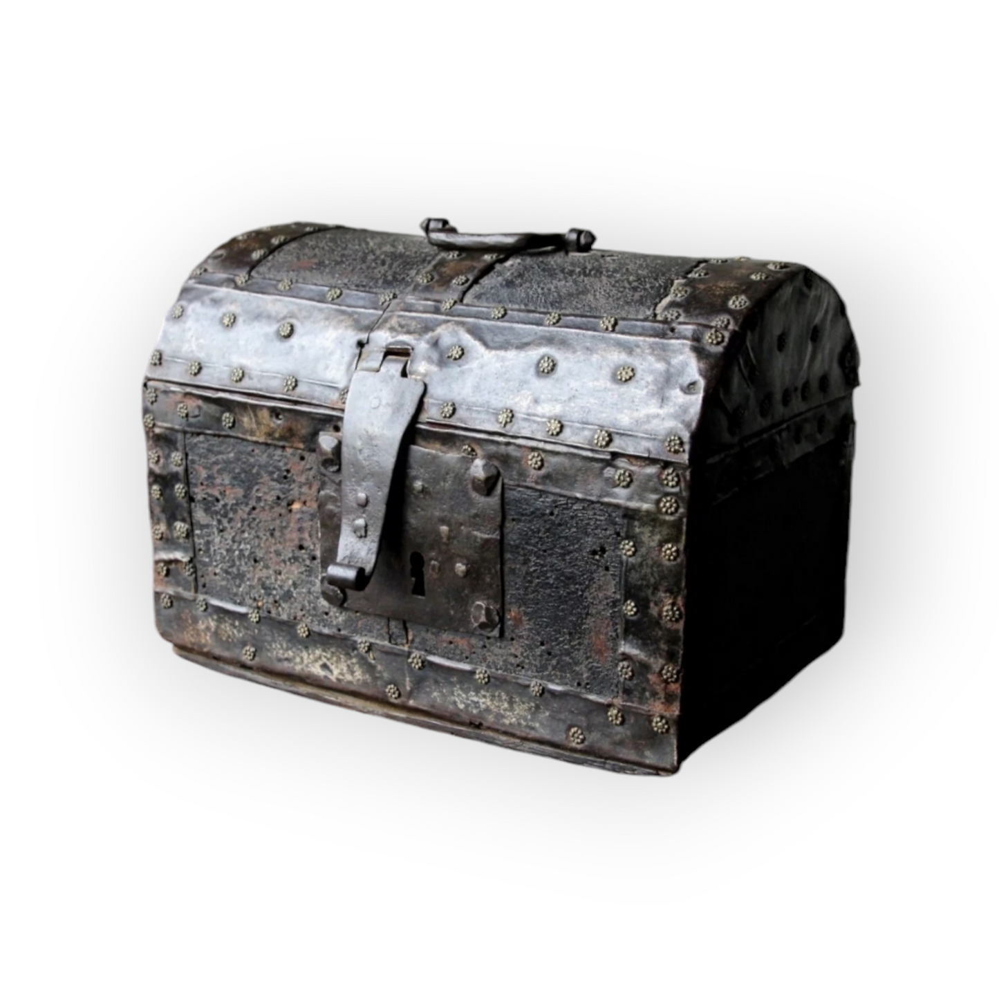 Diminutive 16th-Century Antique Leather Clad Table Casket / Coffret