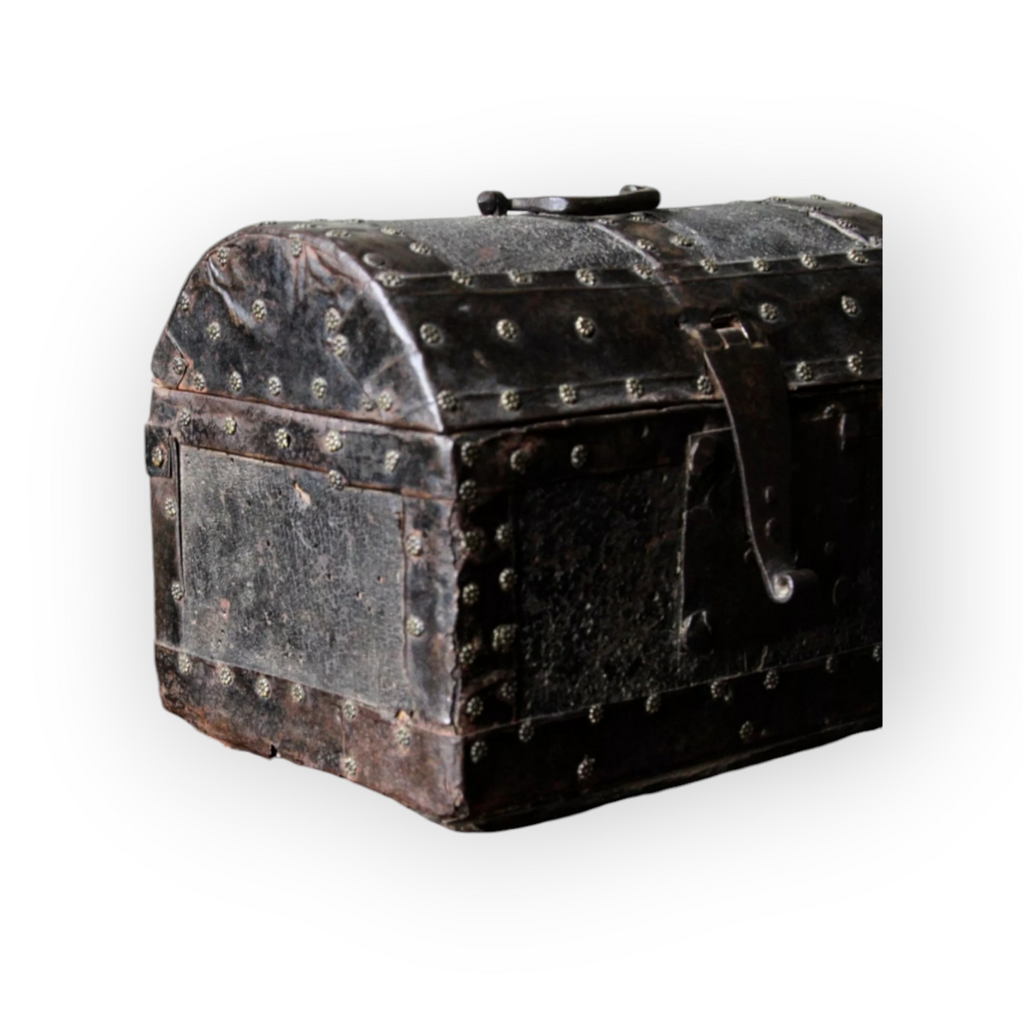 Diminutive 16th-Century Antique Leather Clad Table Casket / Coffret