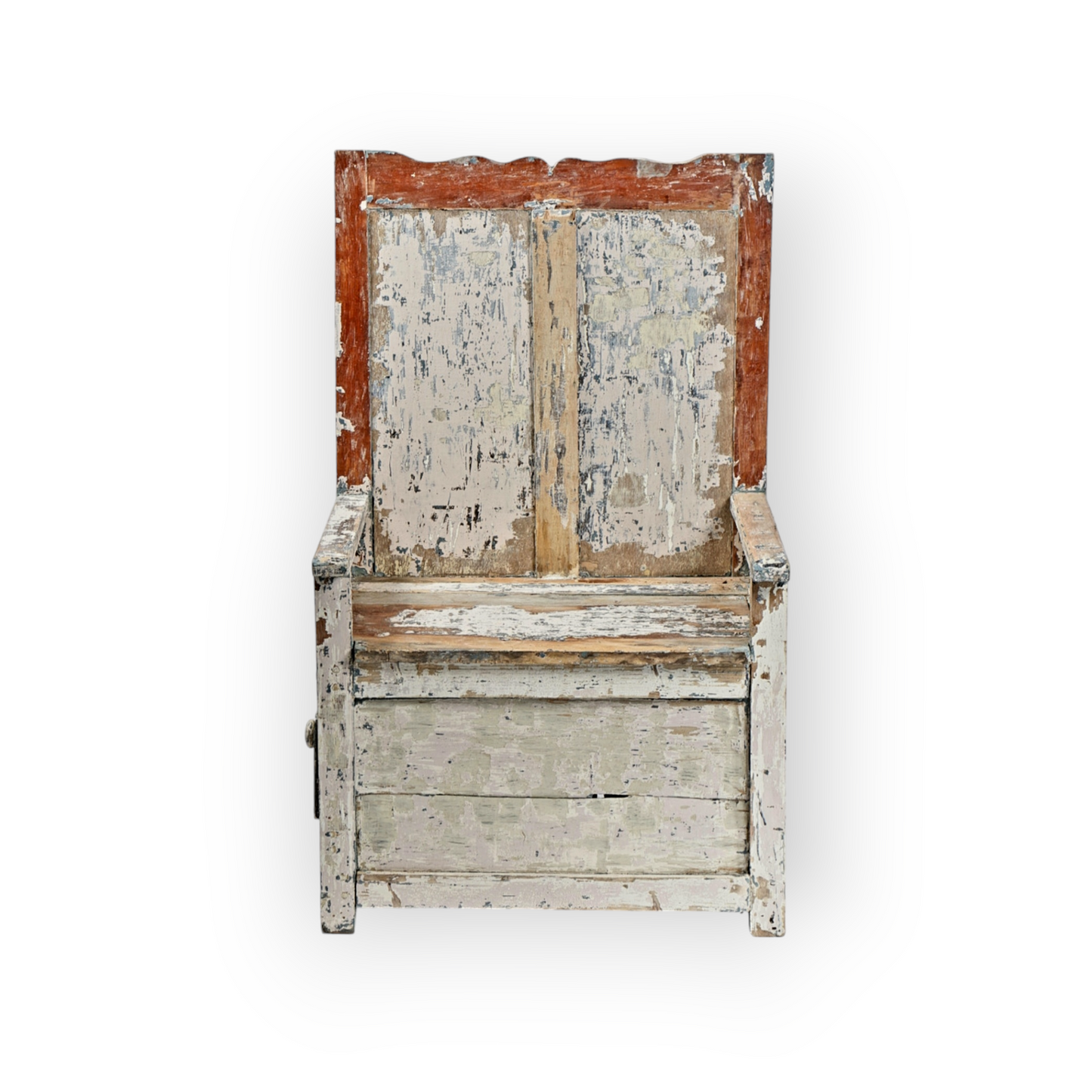 19th Century Primitive Welsh Antique Pine Lambing Chair In Original Paint