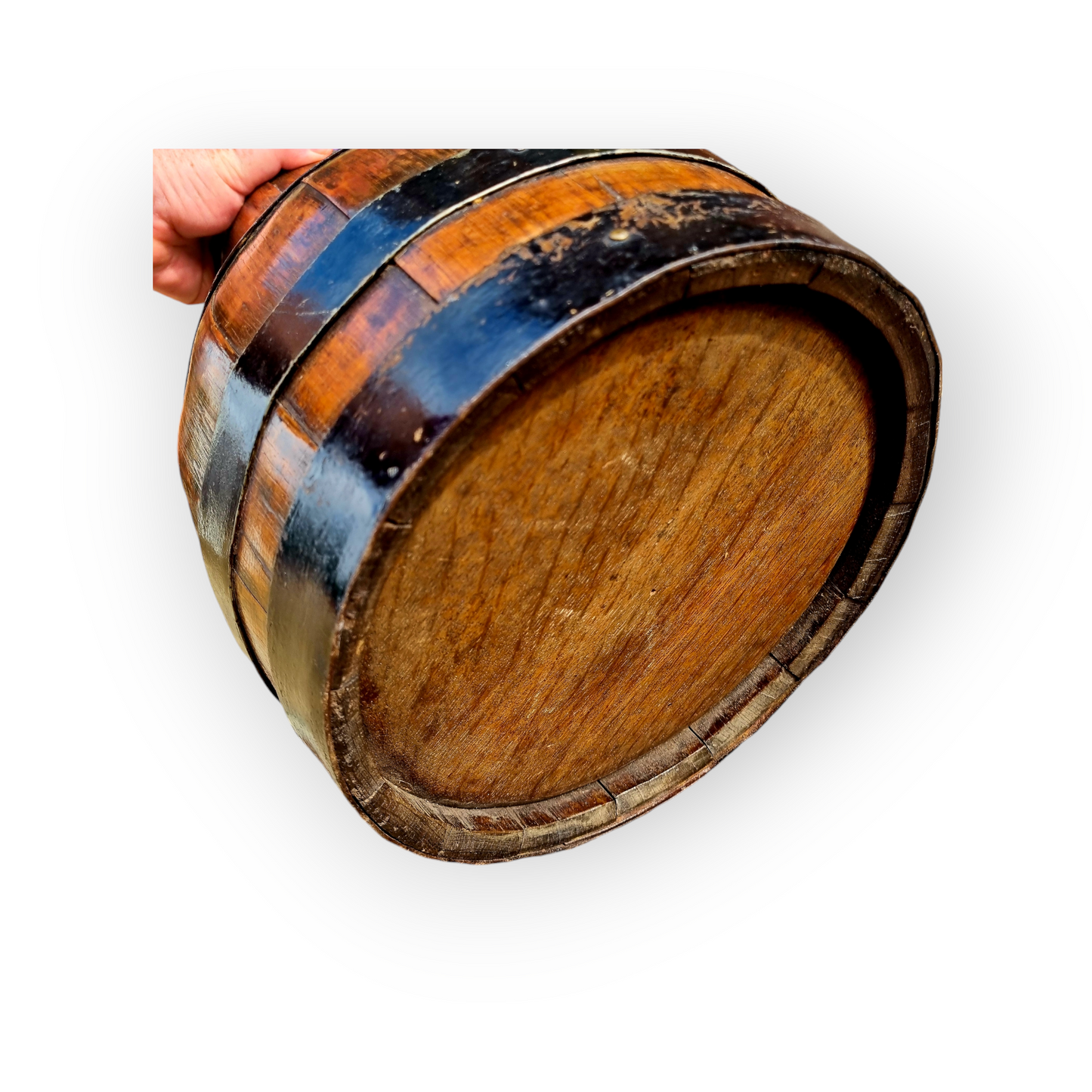 18th-Century Antique Oak Pitcher With Iron Bindings