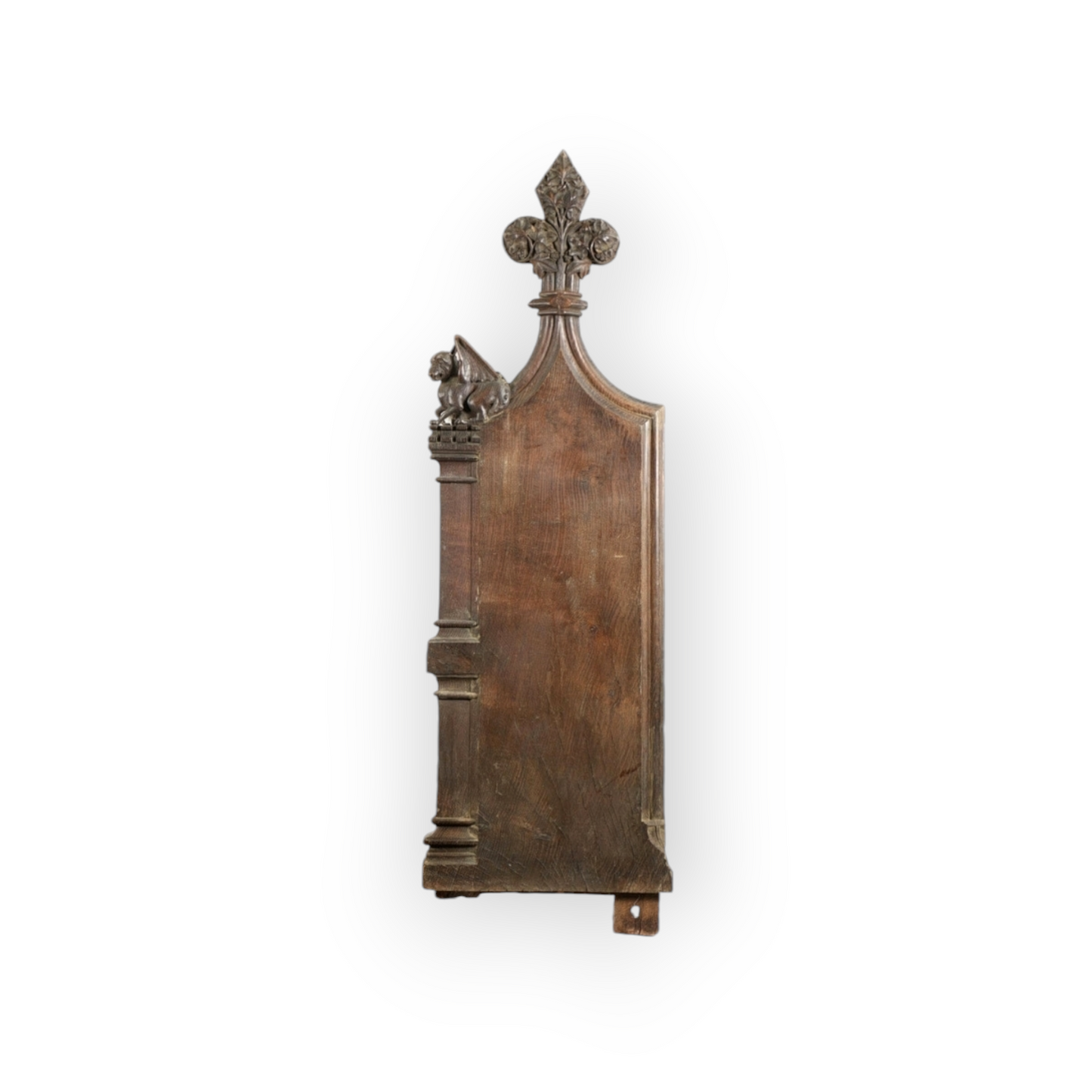 Ex Great St. Mary's Church, Cambridge - A Fine 16th Century Style, Mid-19th Century Made, English Antique Carved Oak Church Pew End with Poppy Finial and Dragon-Carved Elbow