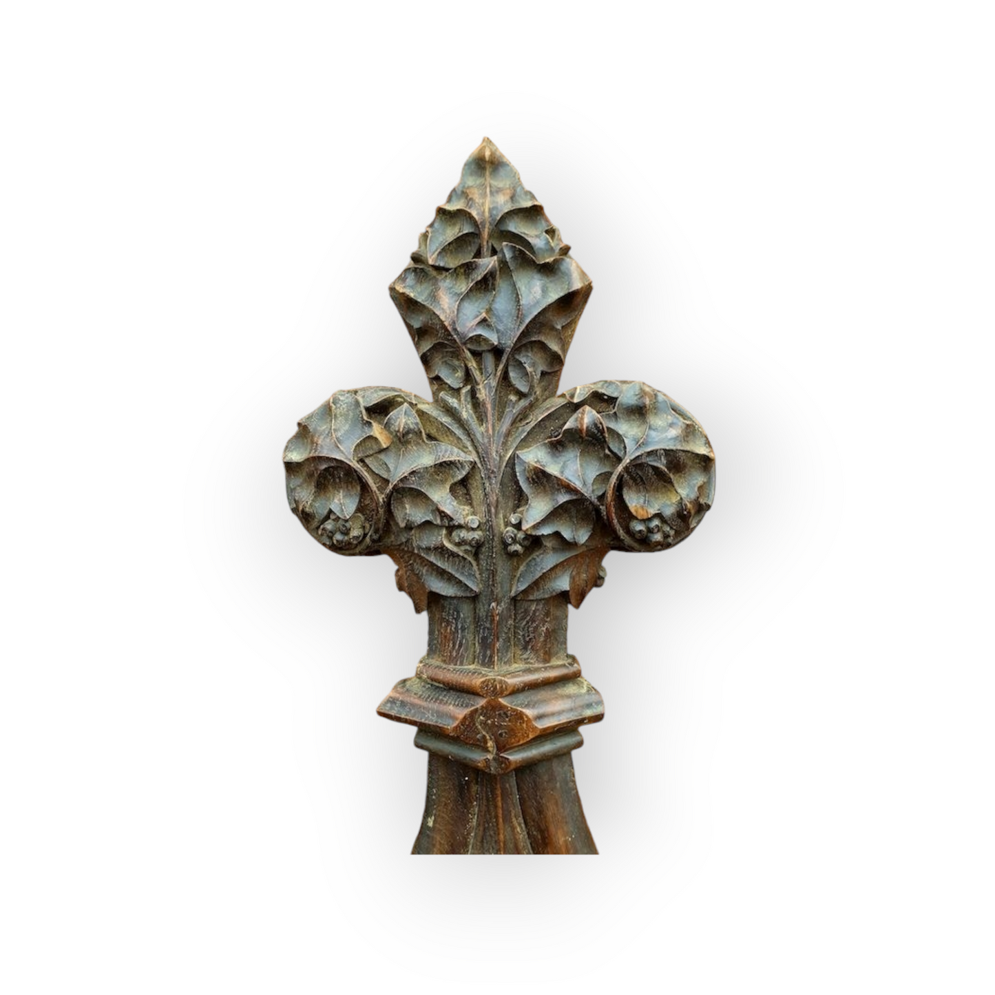 Ex Great St. Mary's Church, Cambridge - A Fine 16th Century Style, Mid-19th Century Made, English Antique Carved Oak Church Pew End with Poppy Finial and Dragon-Carved Elbow