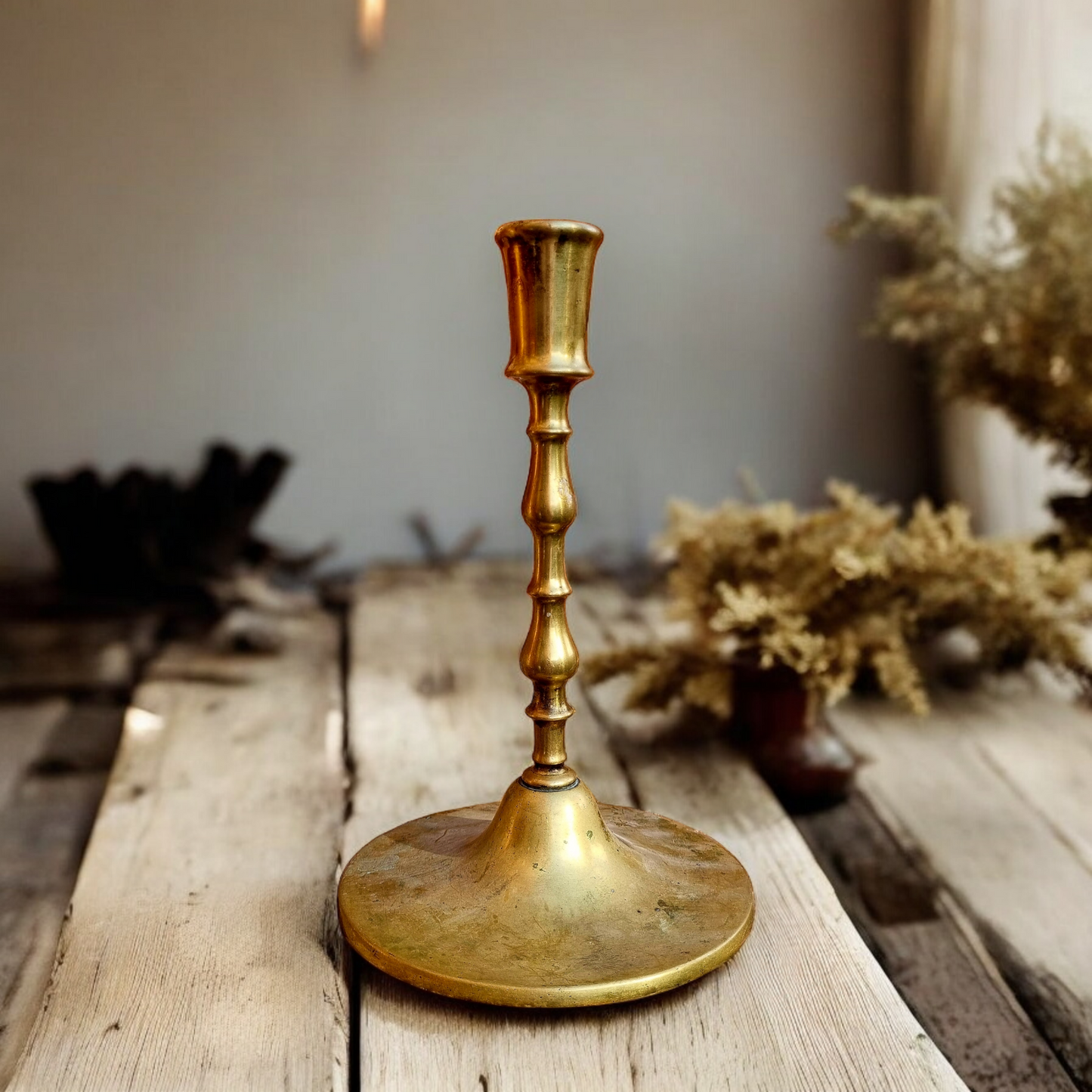 Large 16th-Century Flemish Antique Brass Candlestick