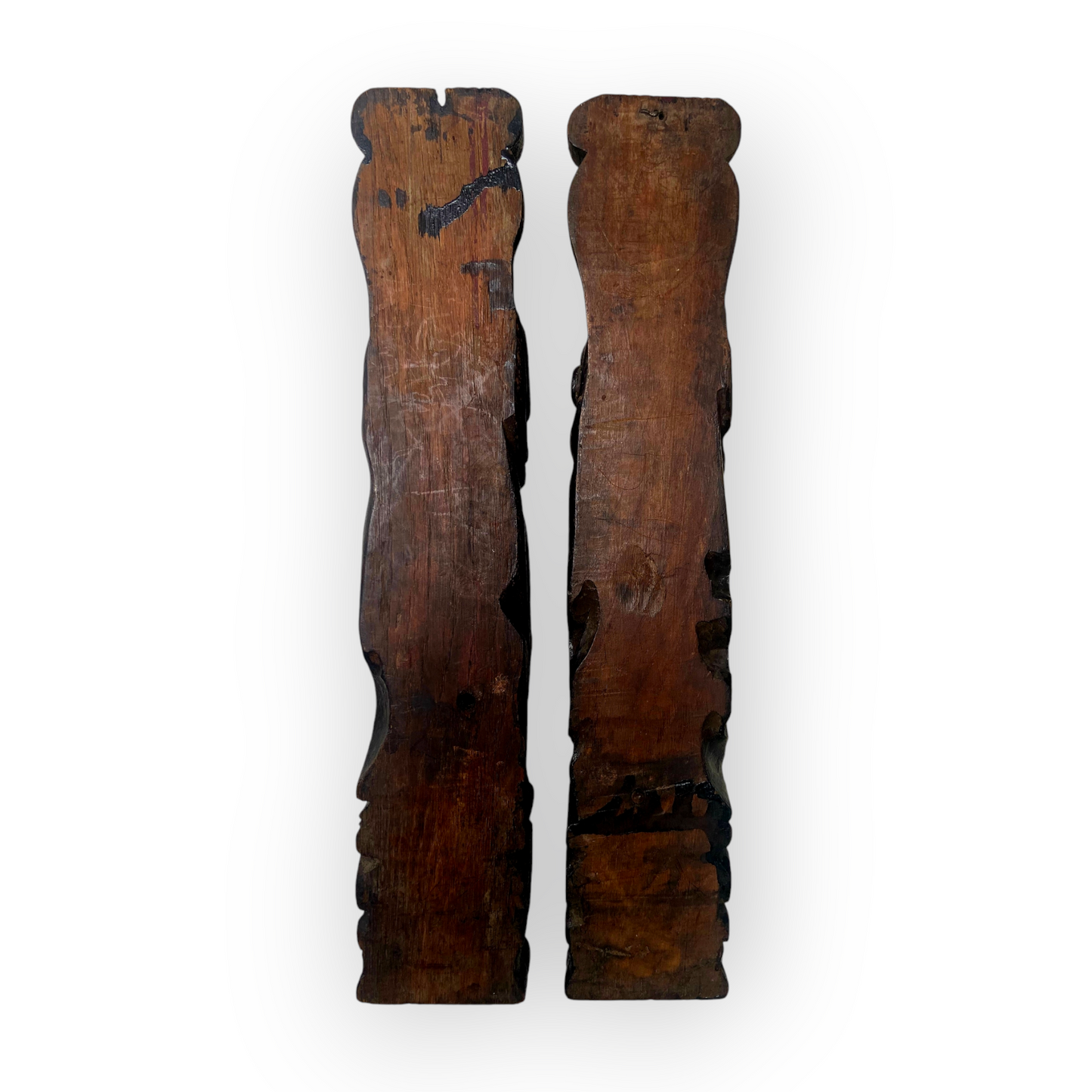 Pair of Late 16th-Century English Antique Carved Oak Terms