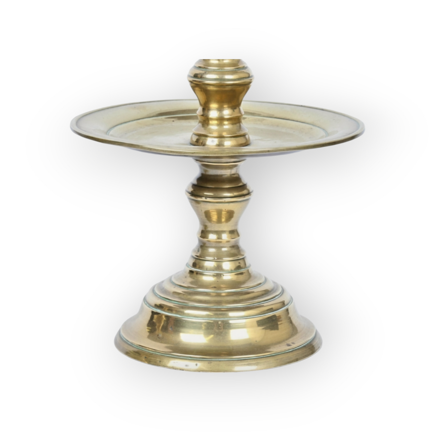 A Pair of 17th-Century Dutch Antique Brass Pricket Candlesticks
