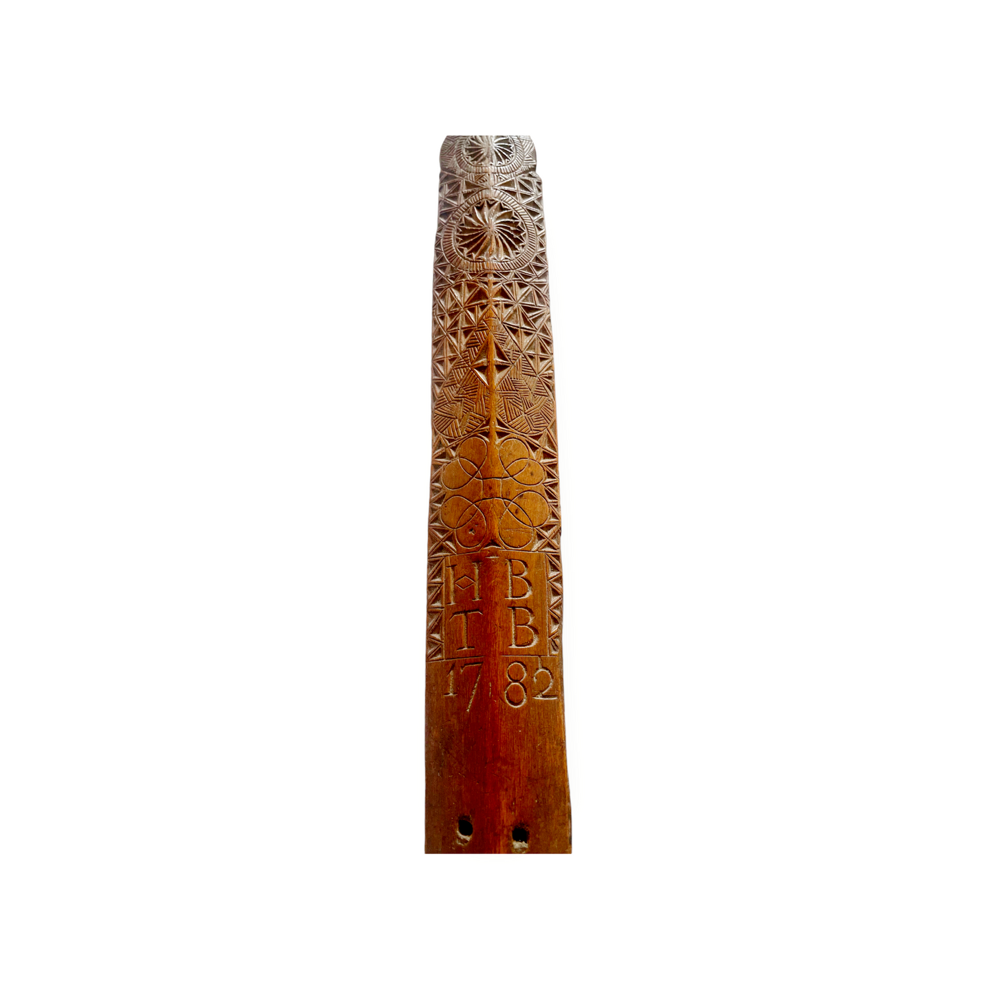 18th Century English Antique Treen Folk Art Stay Busk Love Token Bearing The Initials "HB" & "TB" Dated "1782"