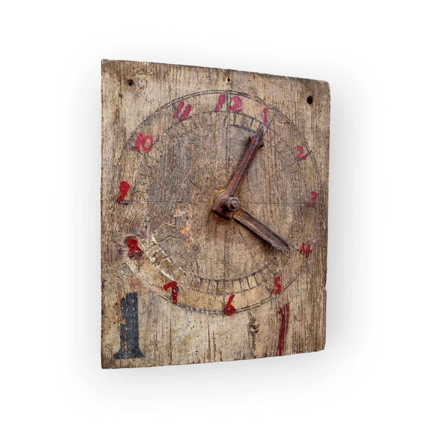 Late 19th Century English Antique Child's Educational Toy Clock Face / Teaching Aid Originating From Skeyton Primary School, Skeyton, Norfolk
