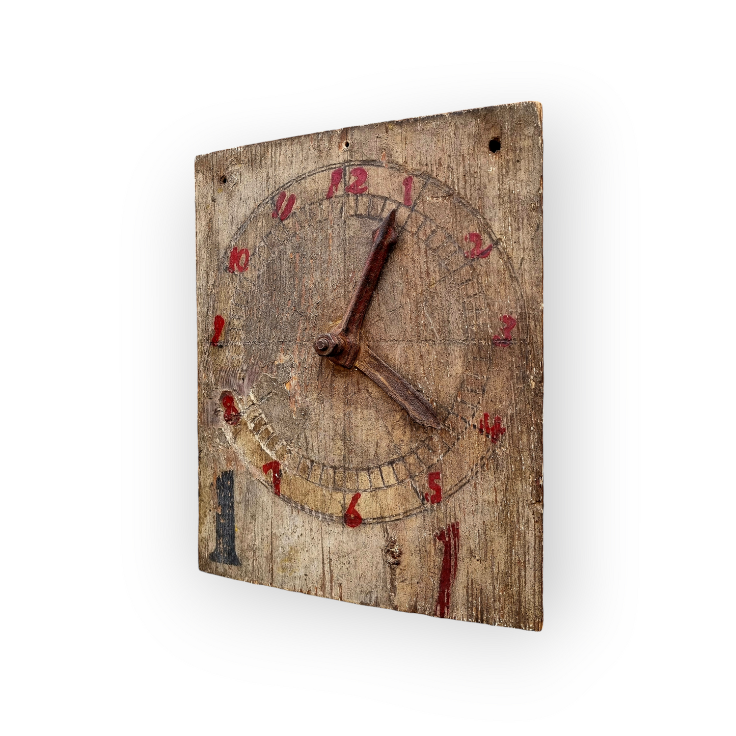 Late 19th Century English Antique Child's Educational Toy Clock Face / Teaching Aid Originating From Skeyton Primary School, Skeyton, Norfolk