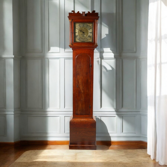 A Mid-18th-Century English Antique 30 Hour Longcase Clock, The Dial Inscribed "John Huggin, Ashwellthorpe".