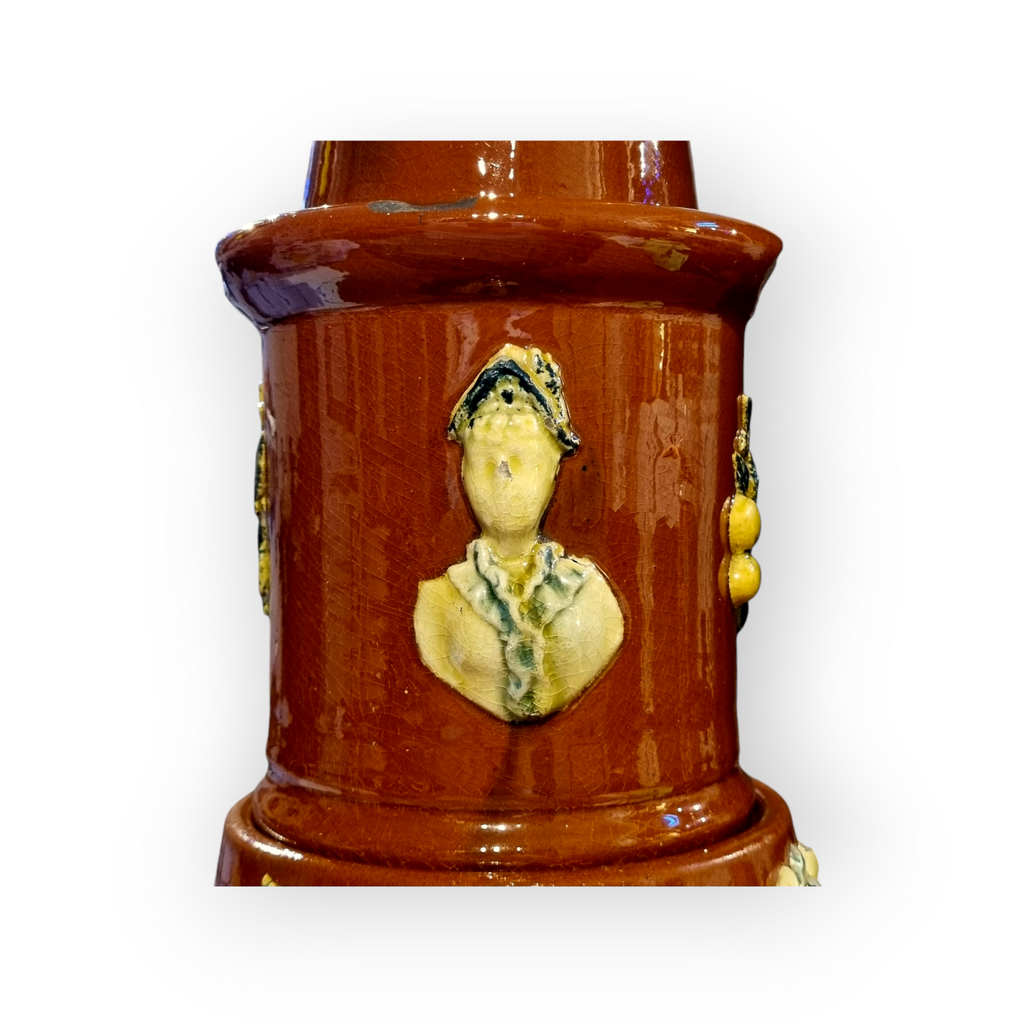 19th Century English Antique Lead-Glazed Earthenware Tobacco Jar & Spittoon