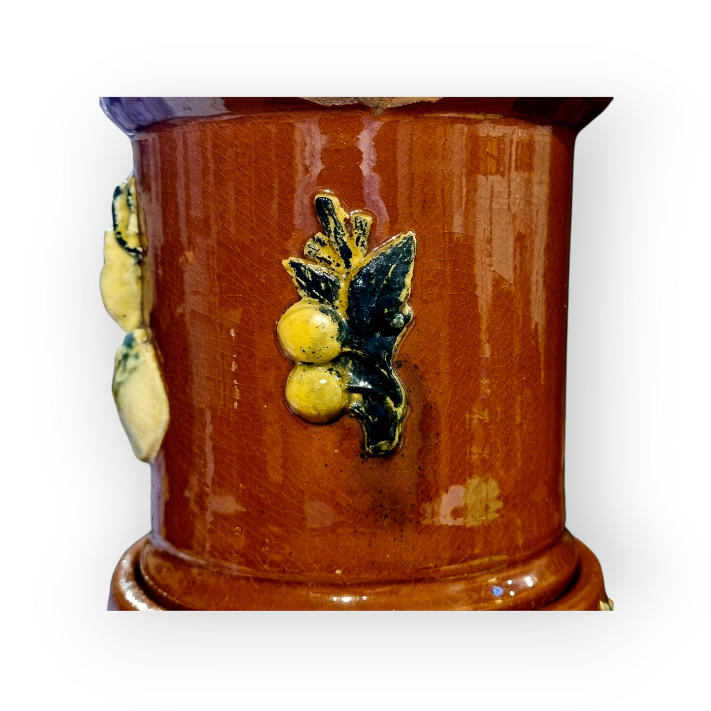 19th Century English Antique Lead-Glazed Earthenware Tobacco Jar & Spittoon