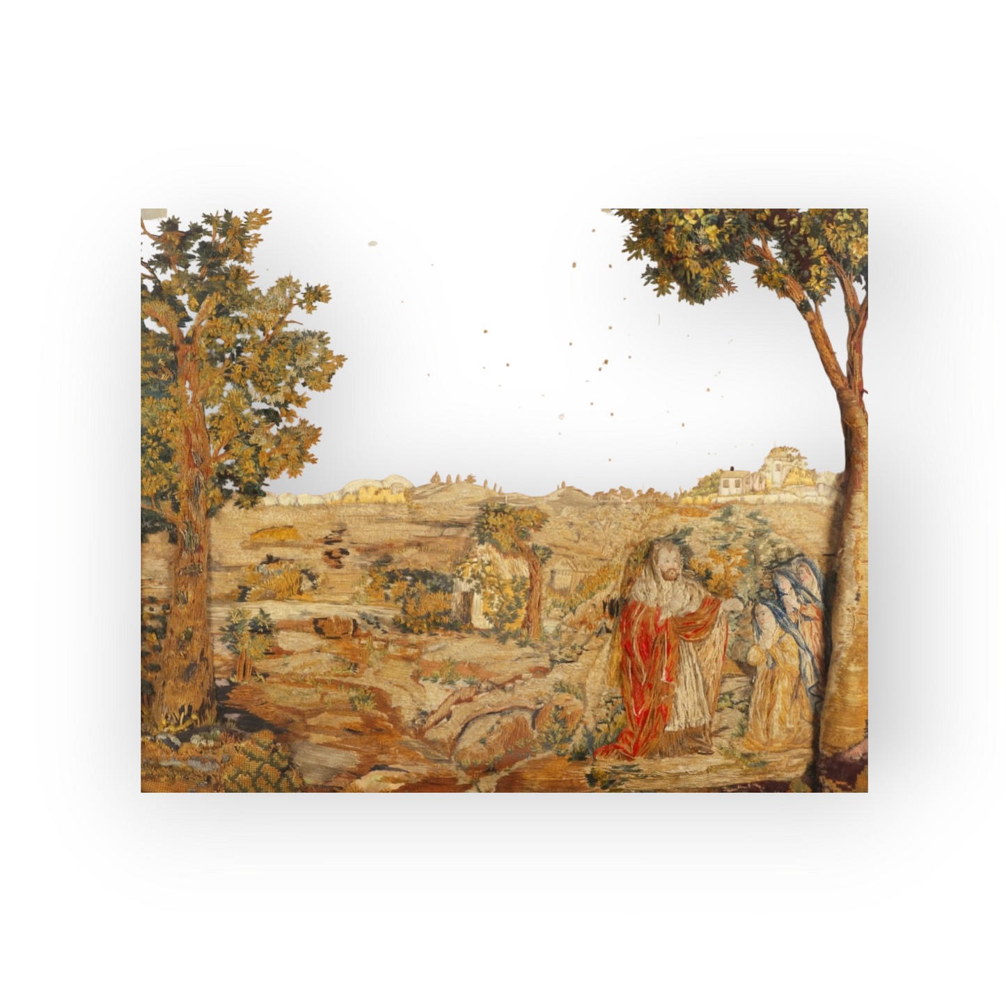 Large Early 18th-Century English Needlework Panel – Christ and the Three Marys