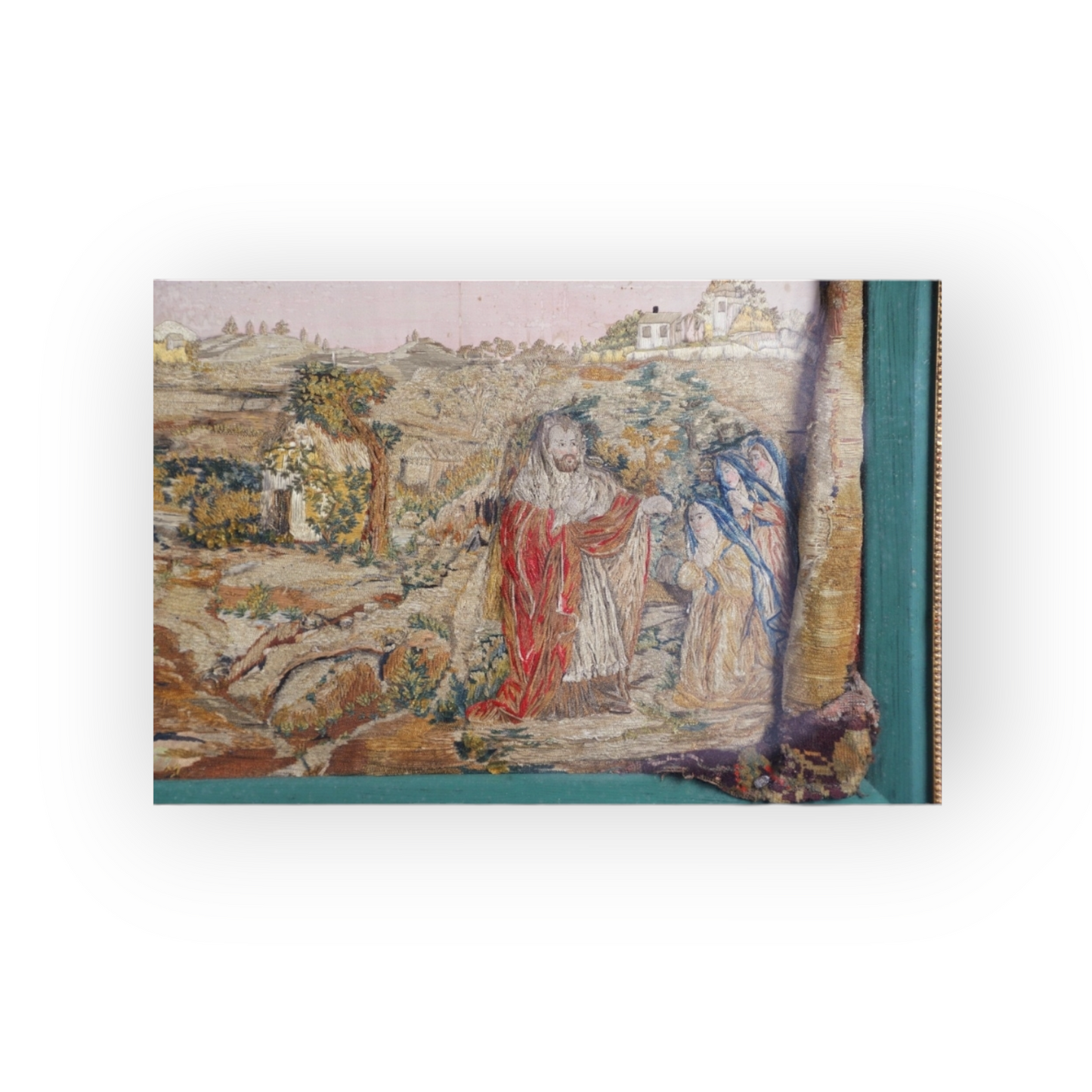 Large Early 18th-Century English Needlework Panel – Christ and the Three Marys