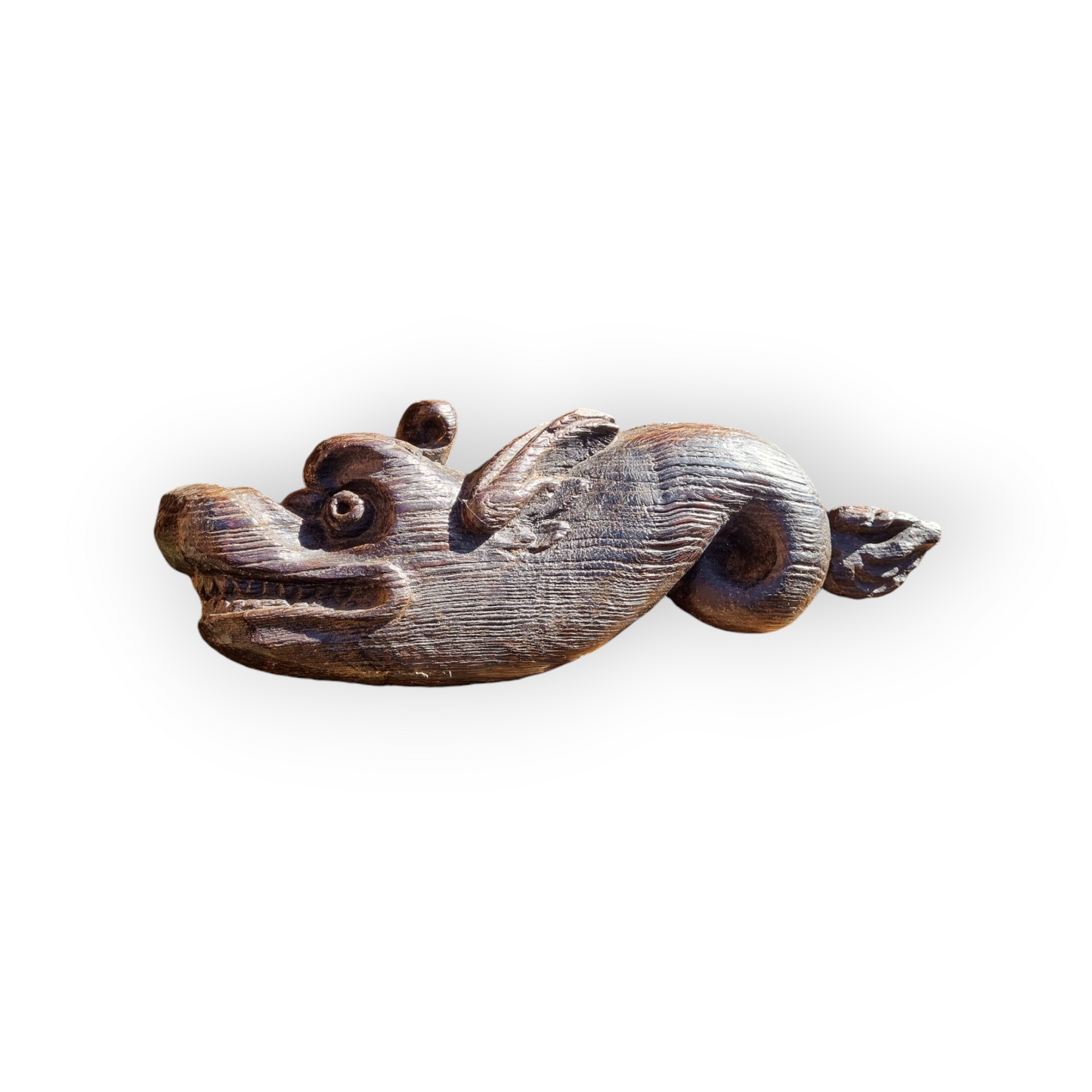 A Late 15th / Early 16th-Century Antique Carved Oak Sculpture of a Mythical Beast