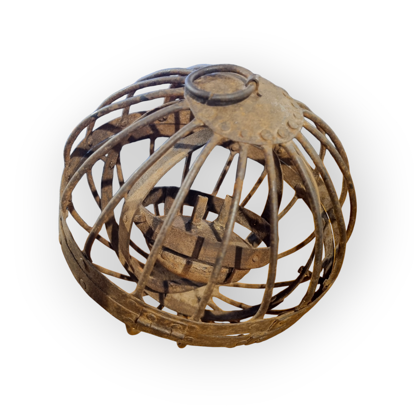 Early 19th-Century Antique Iron Gimbal Lantern From a Whaling Ship