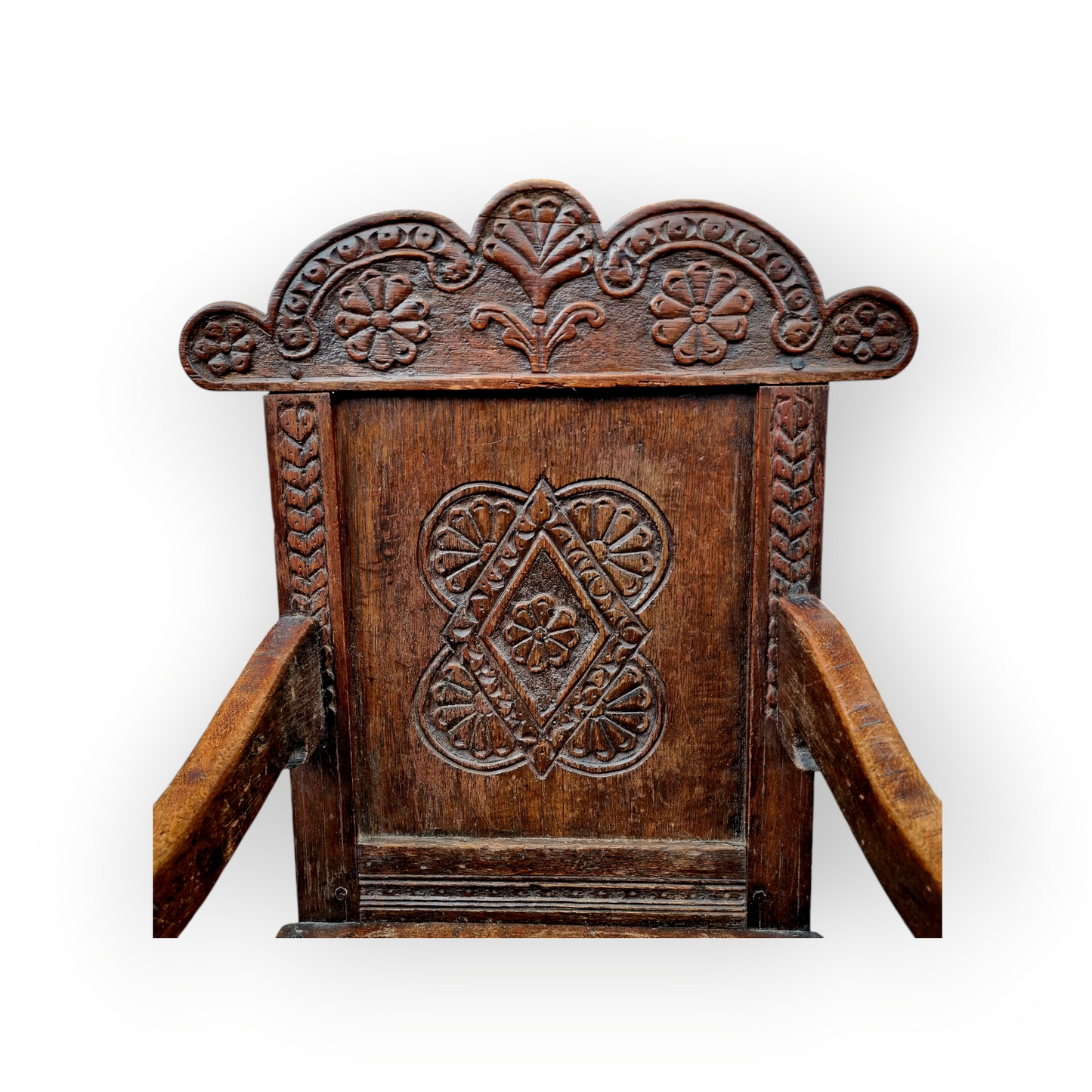 Diminutive 17th-Century English Antique Oak Child's Wainscot Armchair, circa 1680