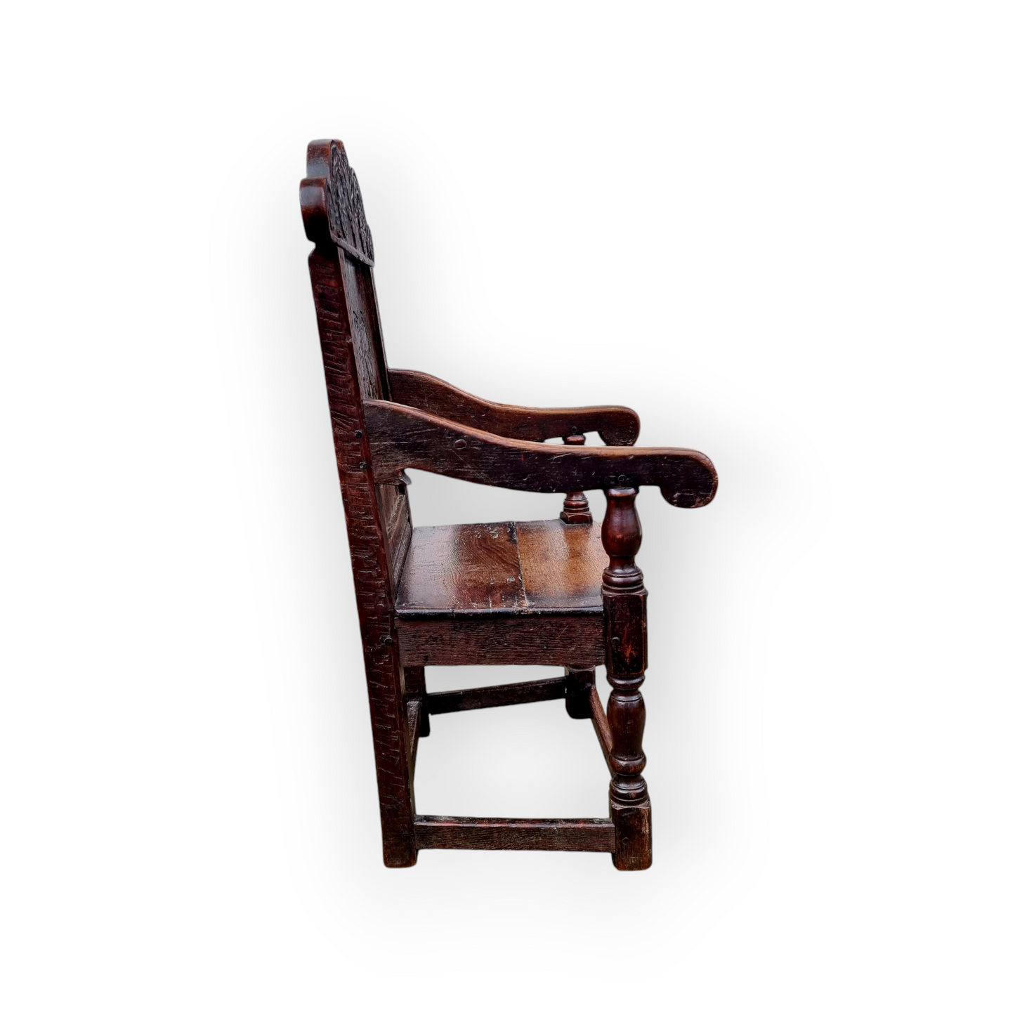 Diminutive 17th-Century English Antique Oak Child's Wainscot Armchair, circa 1680