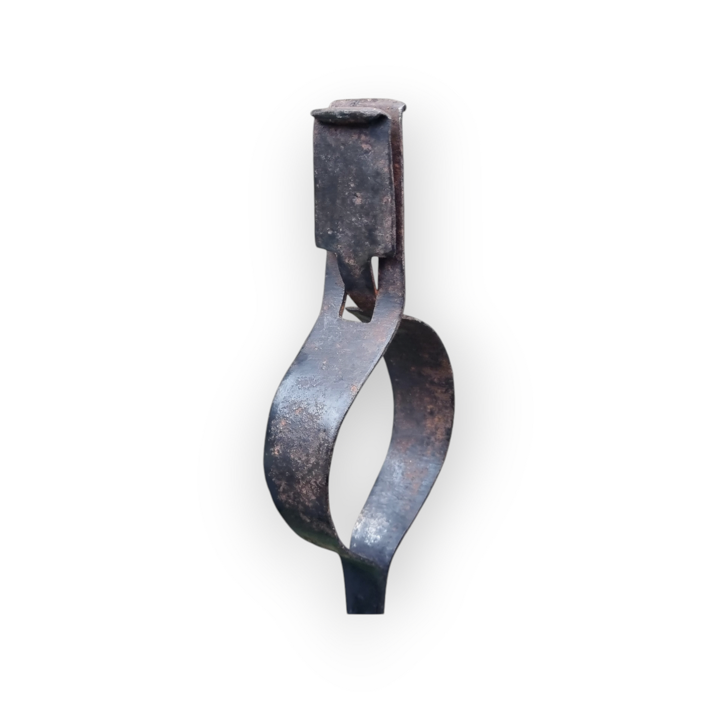 Late 18th Century English/Scottish Antique Wrought Iron Peerman On A Turned Wooden Base